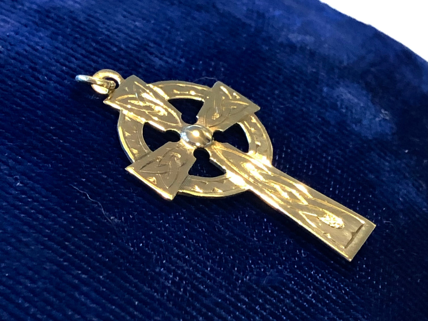 Vintage 9k Yellow Gold Celtic Cross Pendant with Irish Hallmarks