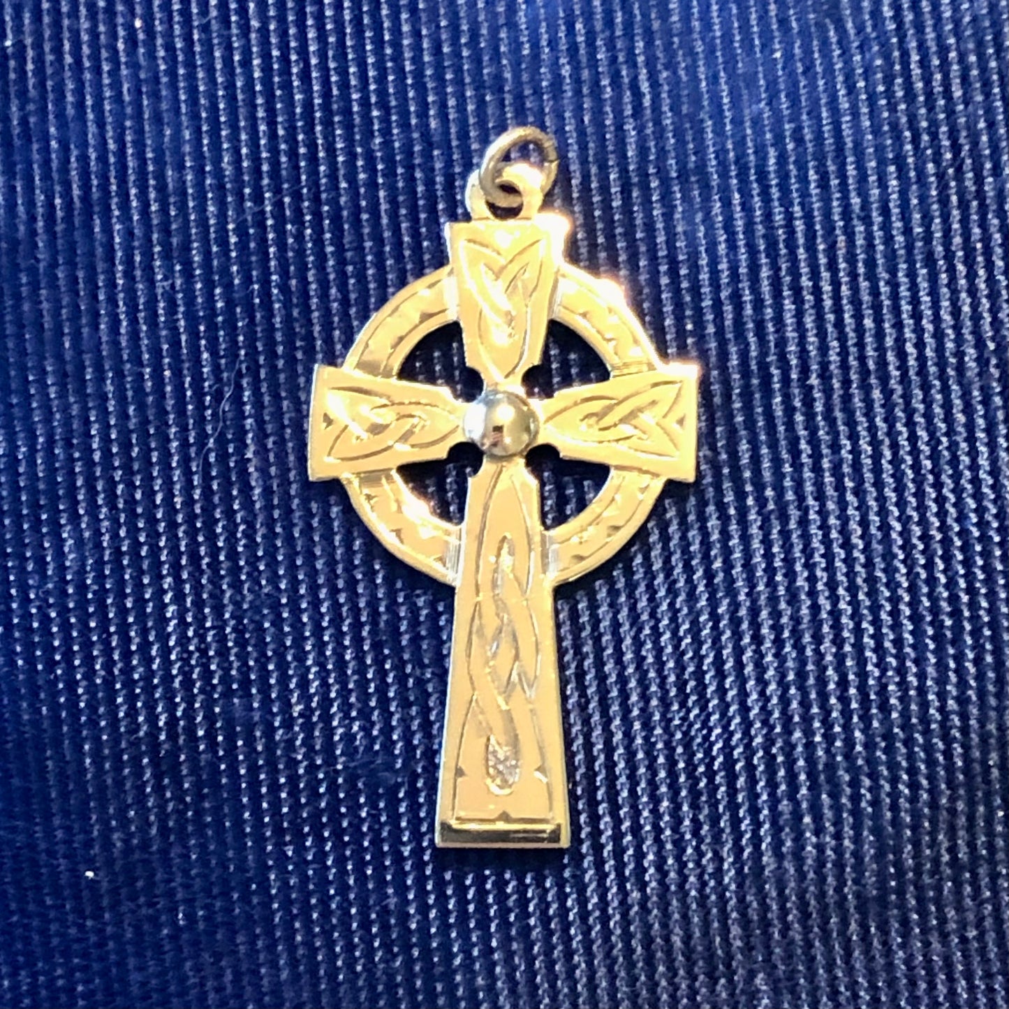 Vintage 9k Yellow Gold Celtic Cross Pendant with Irish Hallmarks