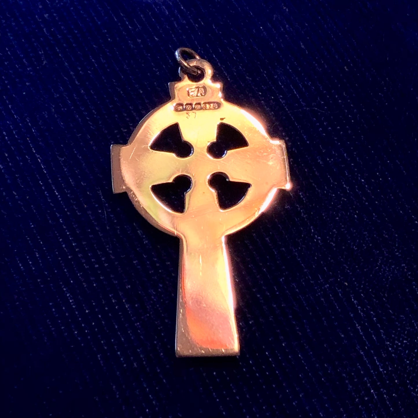 Vintage 9k Yellow Gold Celtic Cross Pendant with Irish Hallmarks