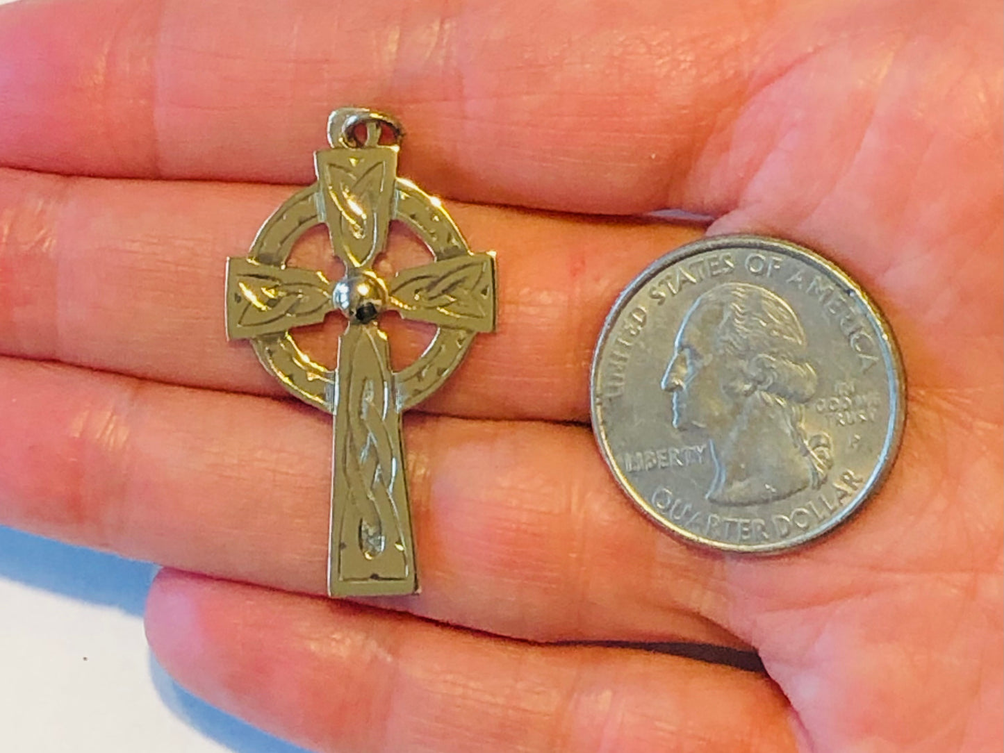 Vintage 9k Yellow Gold Celtic Cross Pendant with Irish Hallmarks