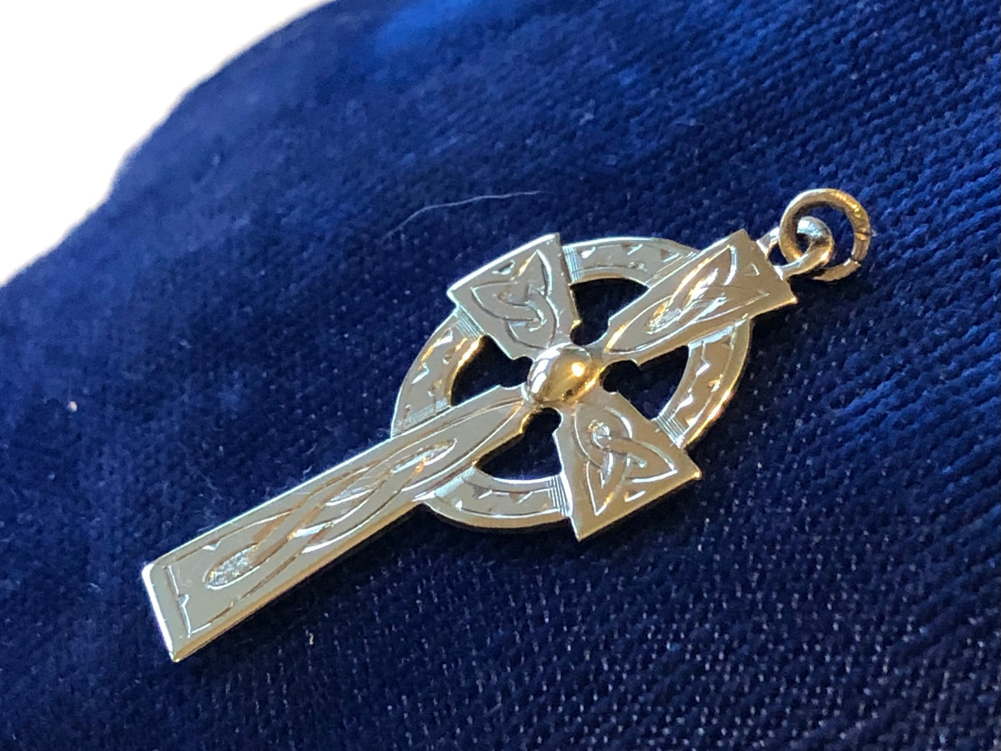 Vintage 9k Yellow Gold Celtic Cross Pendant with Irish Hallmarks