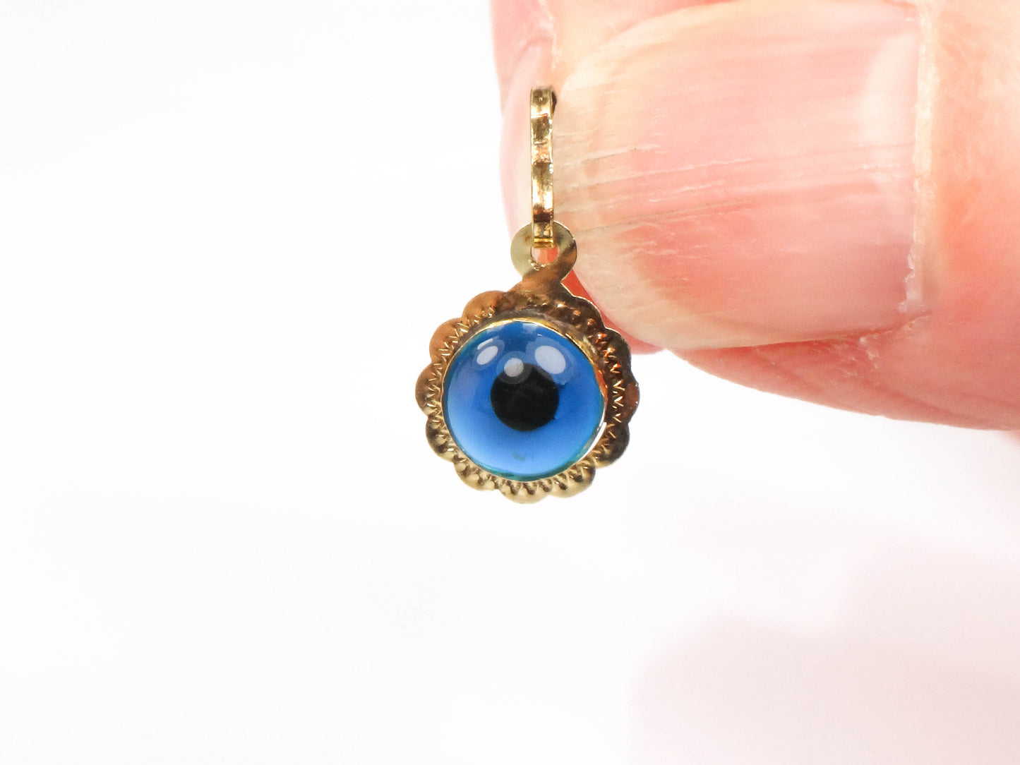 Vintage Petite 14k Yellow Gold Eye Pendant Charm 8 MM