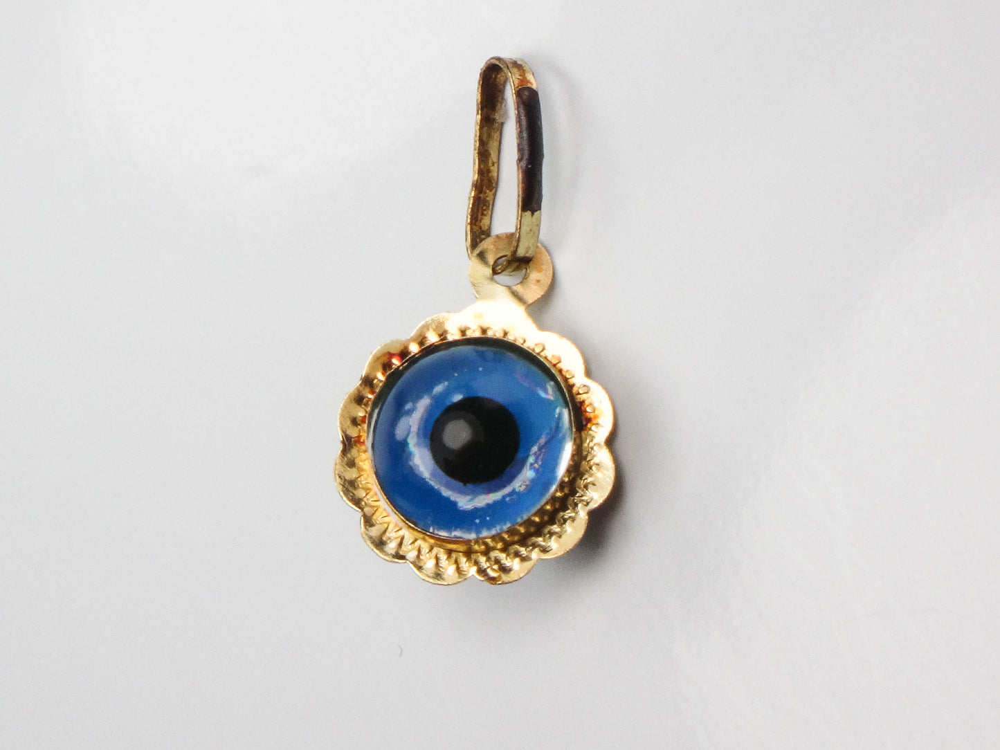 Vintage Petite 14k Yellow Gold Eye Pendant Charm 8 MM