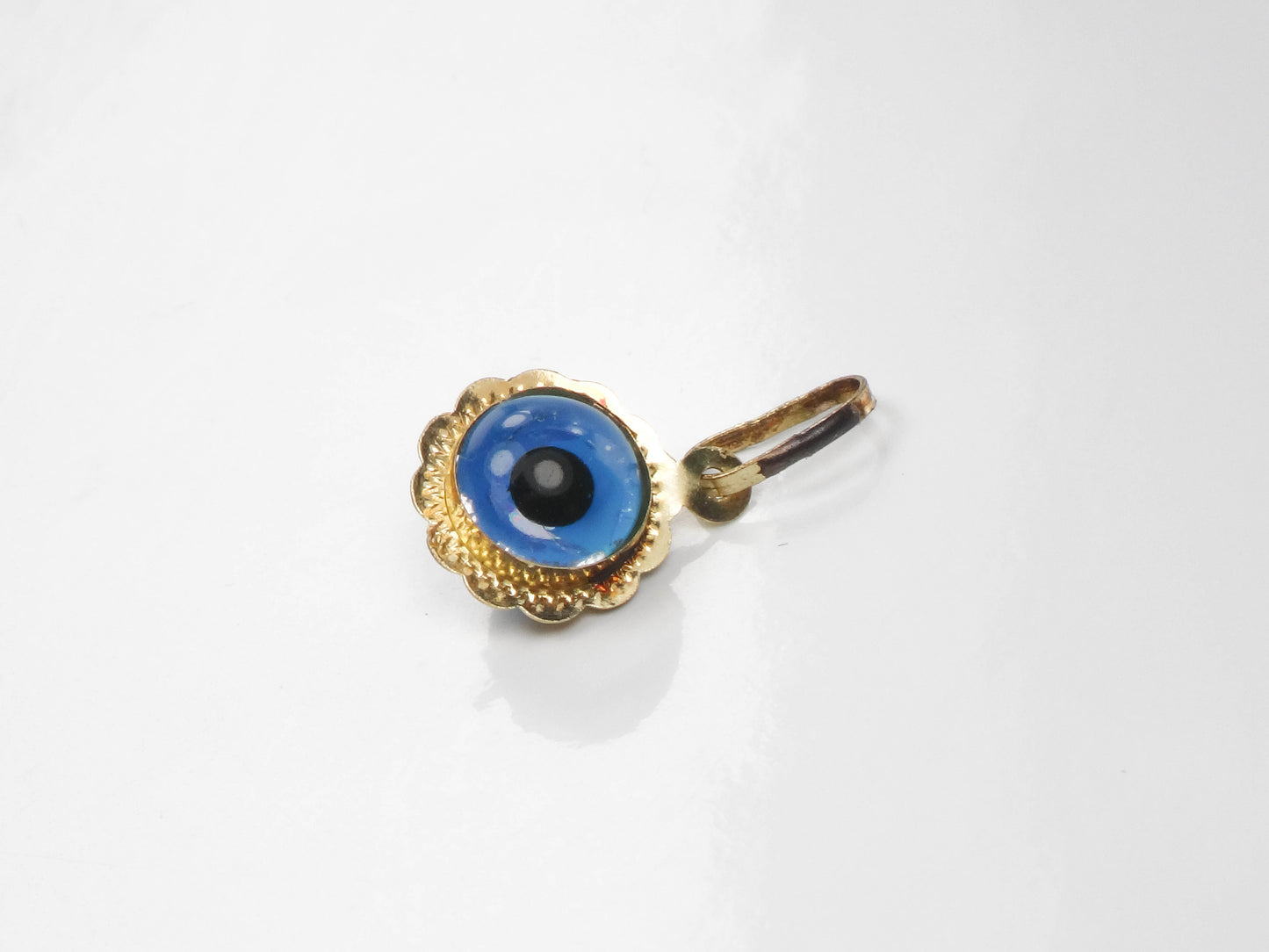 Vintage Petite 14k Yellow Gold Eye Pendant Charm 8 MM
