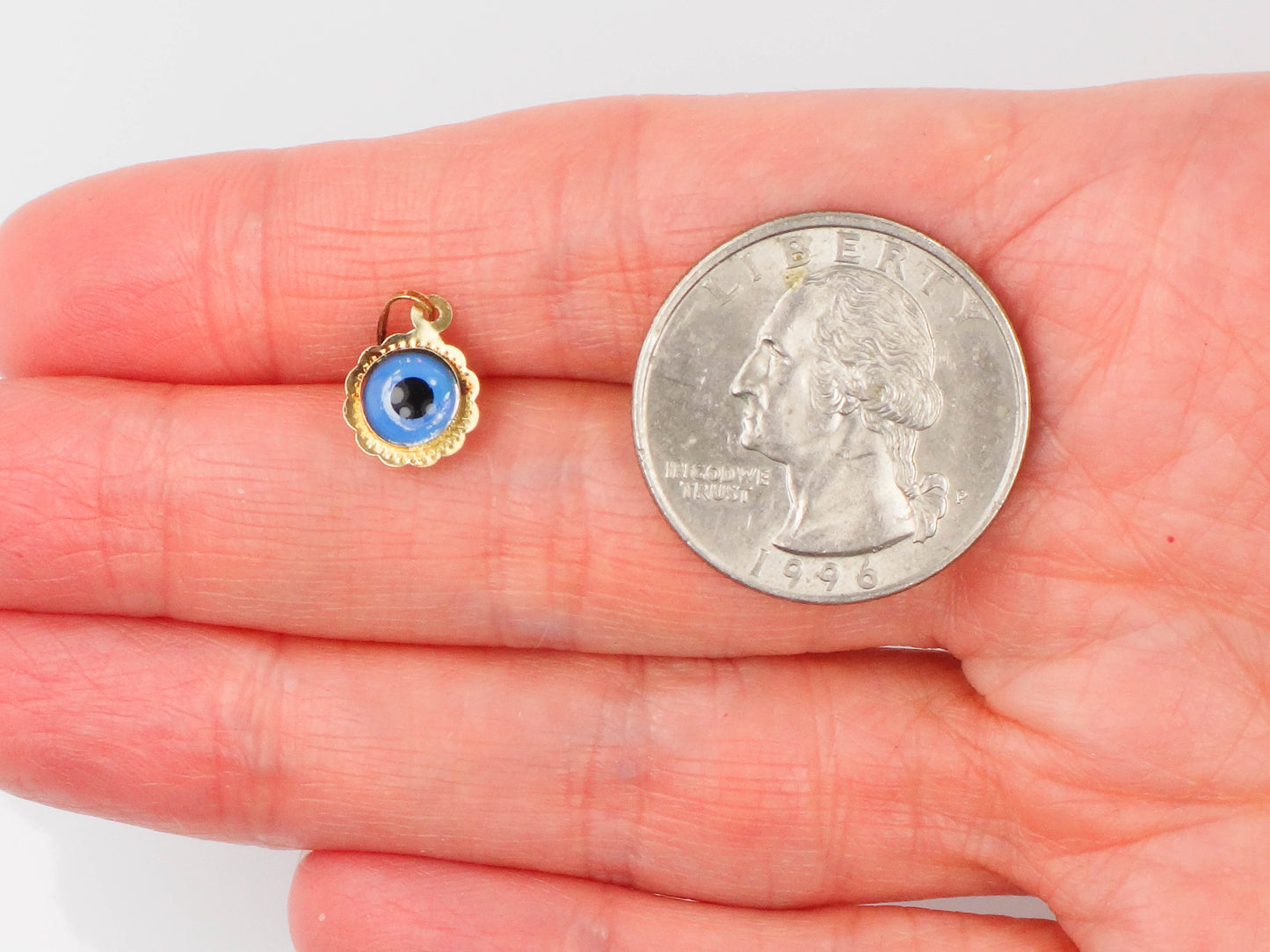 Vintage Petite 14k Yellow Gold Eye Pendant Charm 8 MM