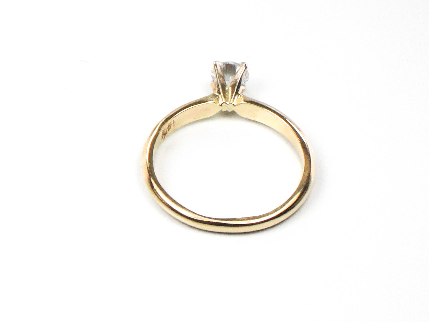 Vintage Round Natural Diamond Engagement Ring, 14k Yellow Gold Solitaire Diamond Ring, Approximately .30 CTS, Size 6
