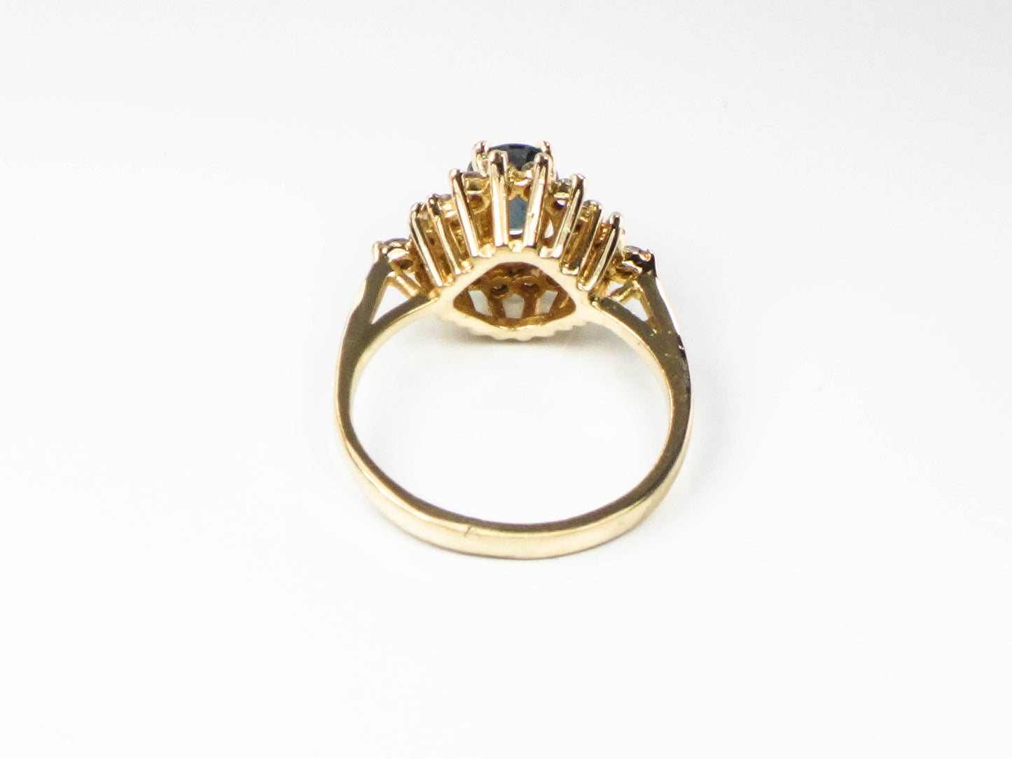 Vintage 14k Yellow Gold Natural Sapphire and Diamond Ring, September Birthstone Ring