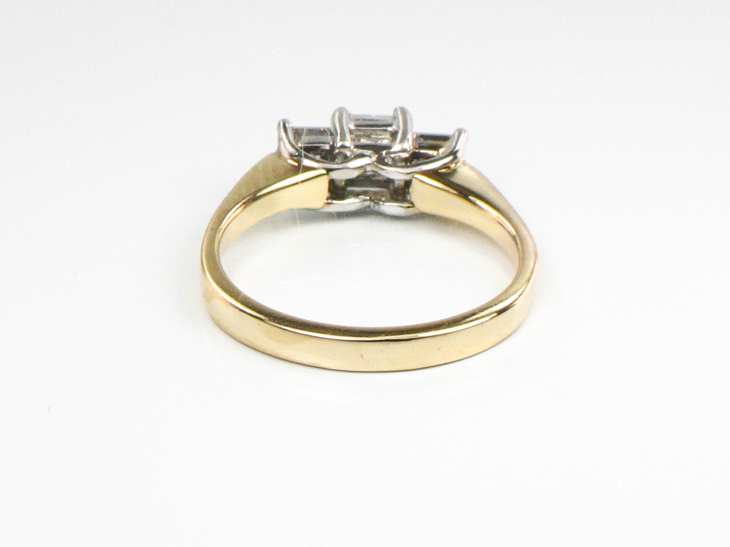Vintage 14k Gold Three Stone Diamond Engagement Ring, Princess Cut Diamond Ring, Size 7