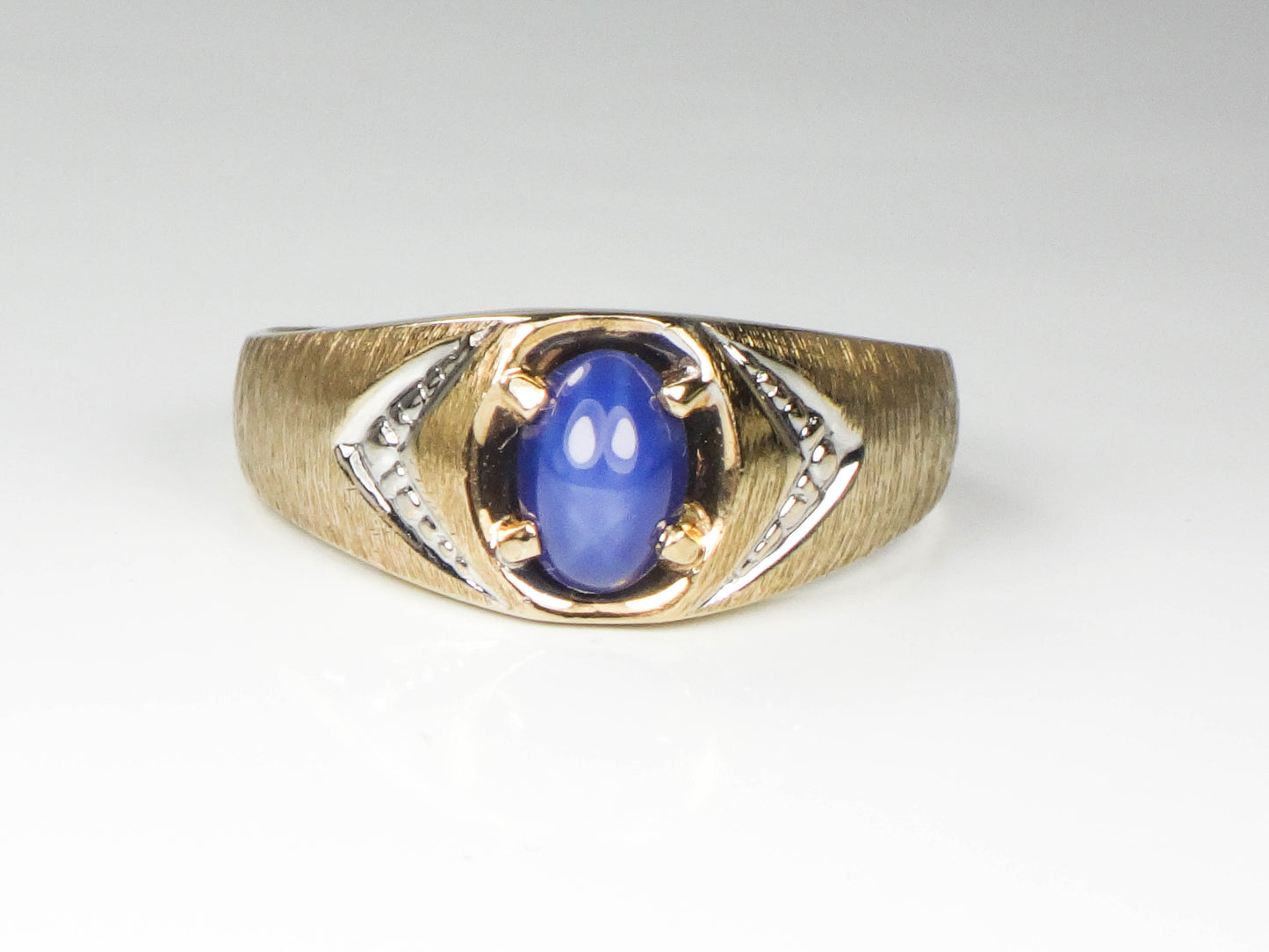 Vintage 10k Gold Star Sapphire Men's Ring, September Birthstone Size 10
