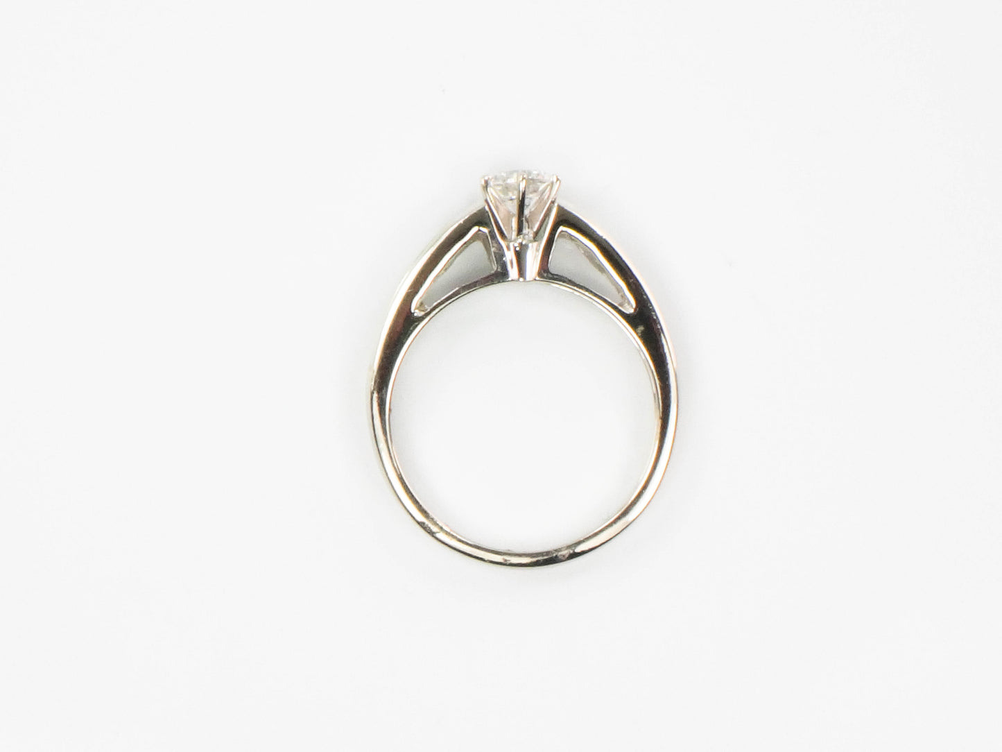 Vintage 14k White Gold Natural Round Diamond Engagement Ring with Baguettes, Approximately .85 Carats TDW