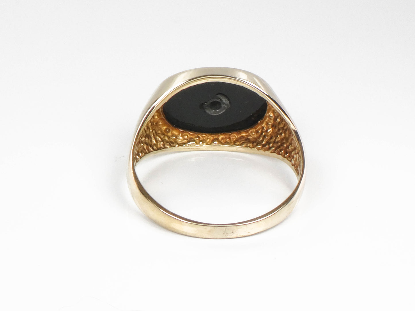 Vintage 14k Yellow Gold Black Onyx and Diamond Ring, Gold Men's Ring Size 11