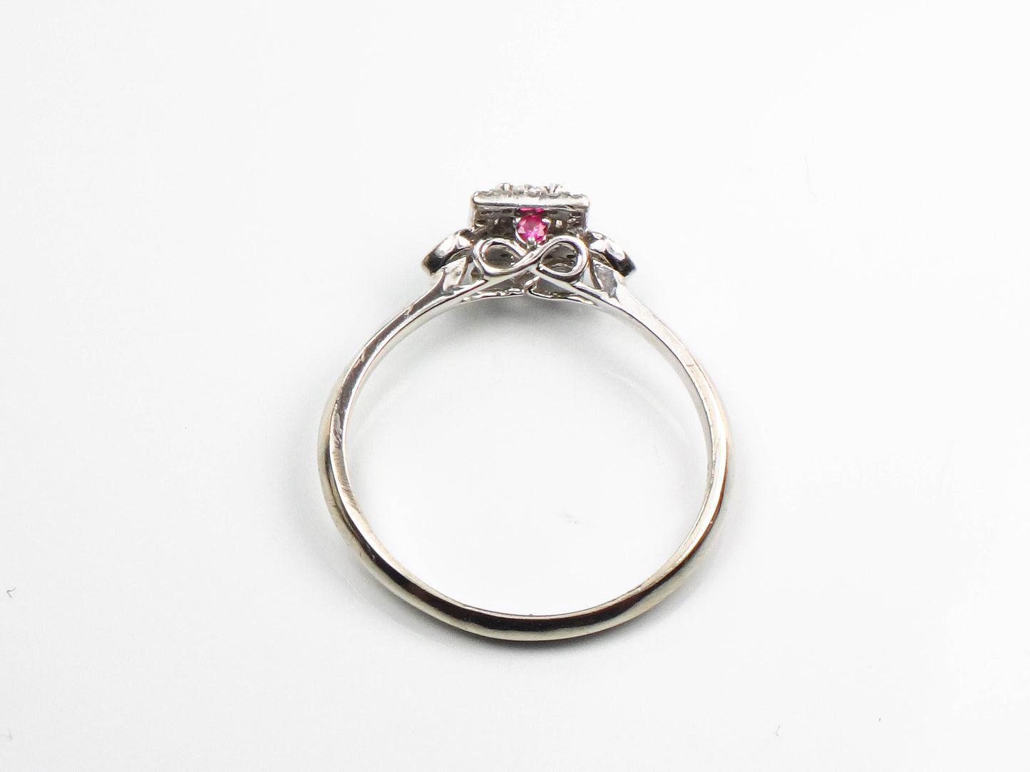 10k Gold Natural Diamond Engagement Ring with Red Ruby Accents, Promise Ring, Size 8.5