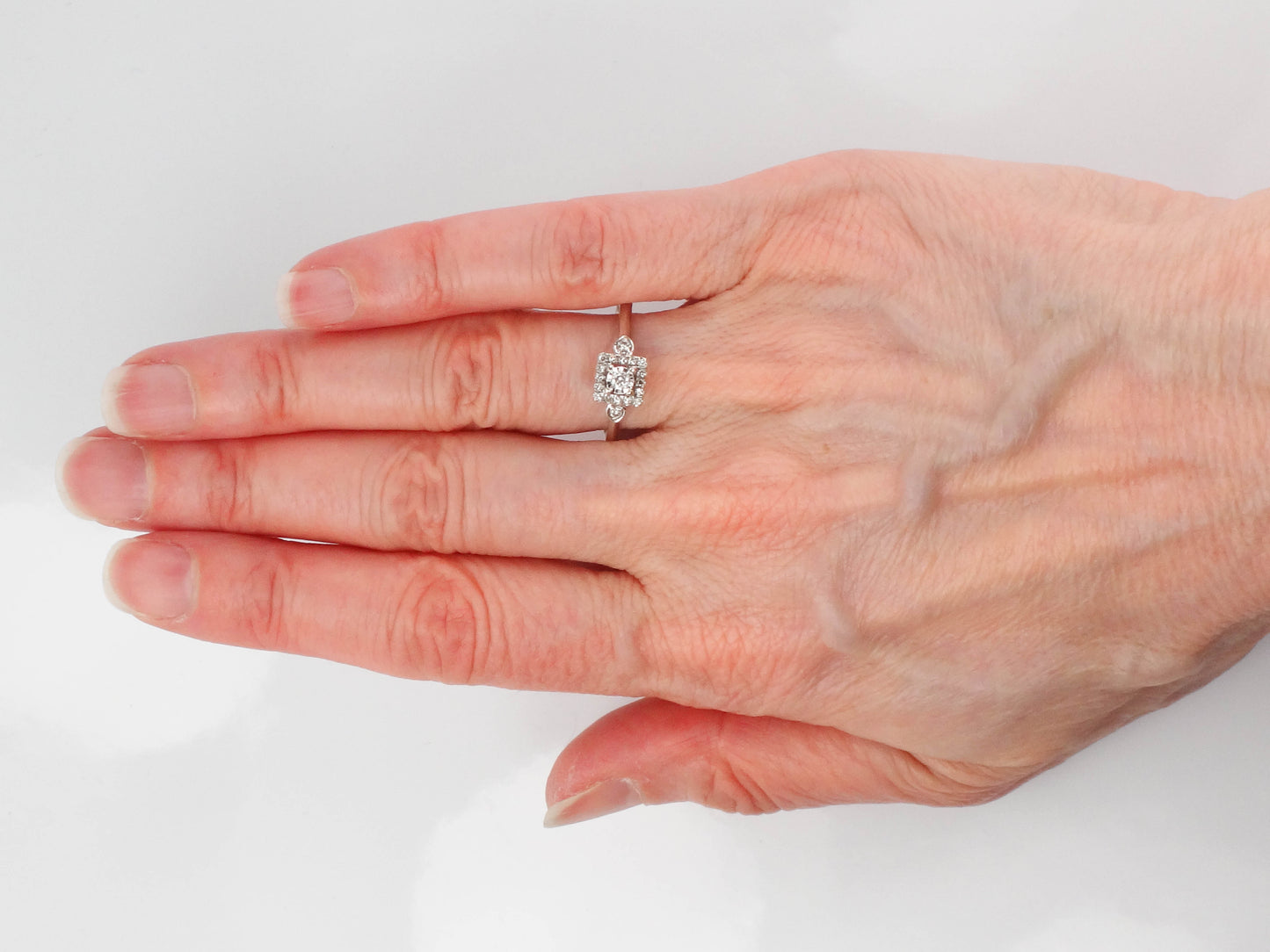 10k Gold Natural Diamond Engagement Ring with Red Ruby Accents, Promise Ring, Size 8.5