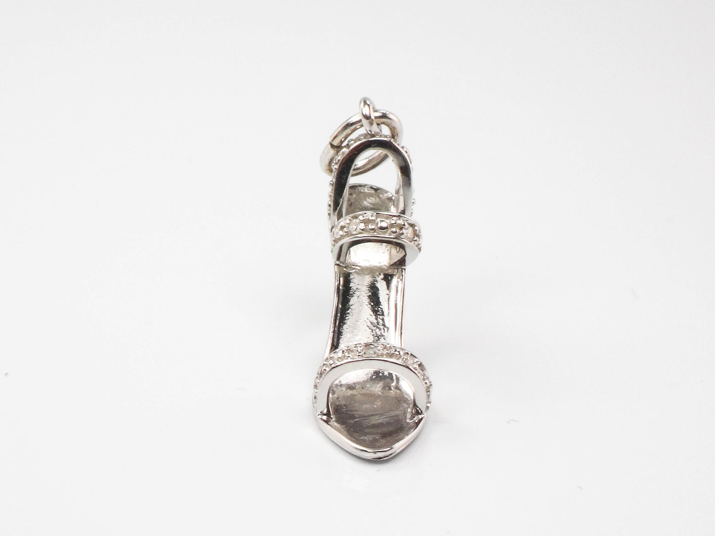 Vintage 10k White Gold Diamond High Heel Sandal Charm Pendant - Ladies Dress Shoe Charm