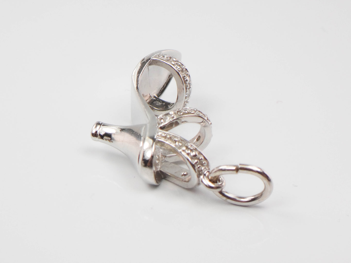 Vintage 10k White Gold Diamond High Heel Sandal Charm Pendant - Ladies Dress Shoe Charm