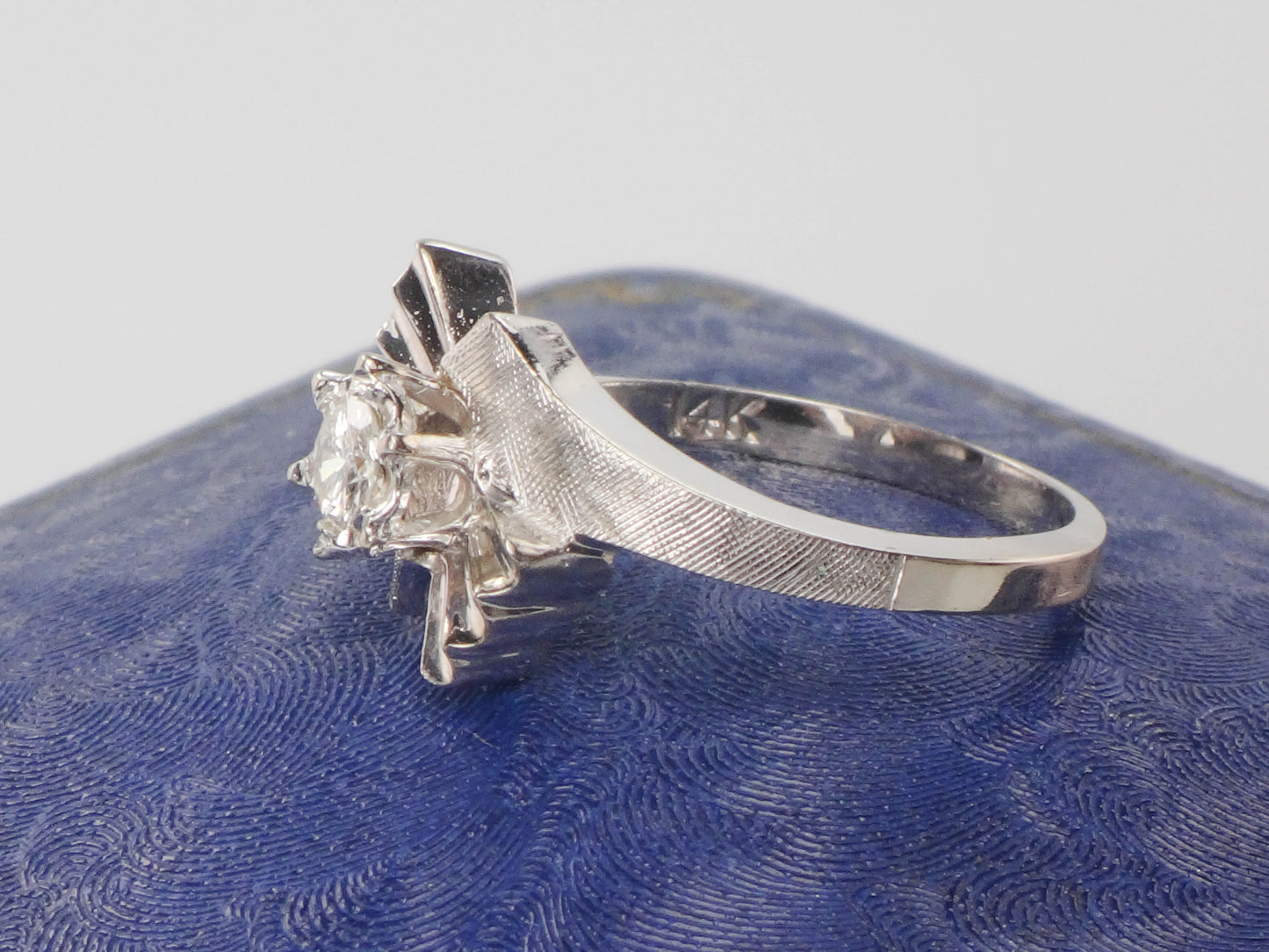Vintage 14k White Gold Round Natural Diamond Solitaire Engagement Ring Approx .25 Carats Circa 1960's