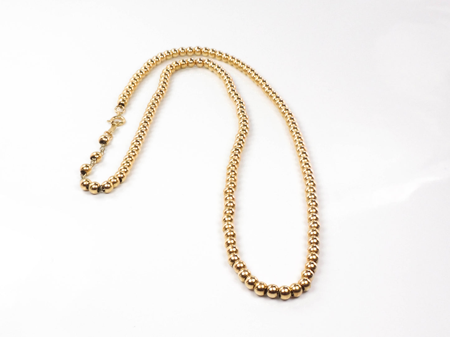 Vintage 14k Yellow Gold Bead Necklace 3MM 16"