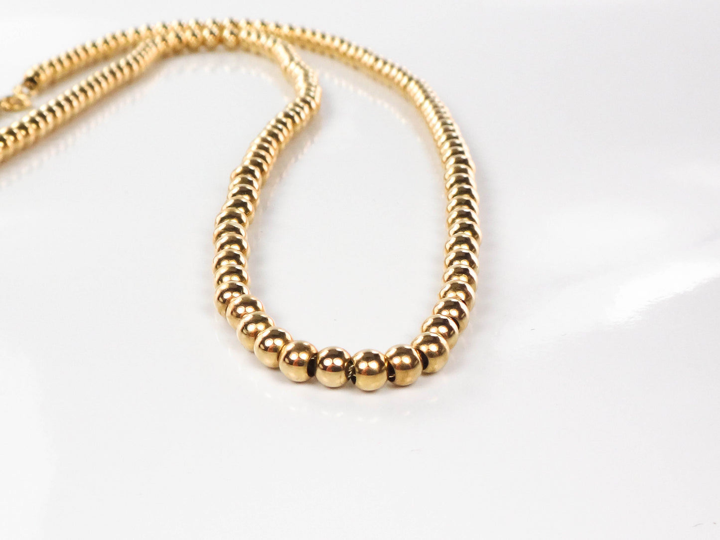 Vintage 14k Yellow Gold Bead Necklace 3MM 16"