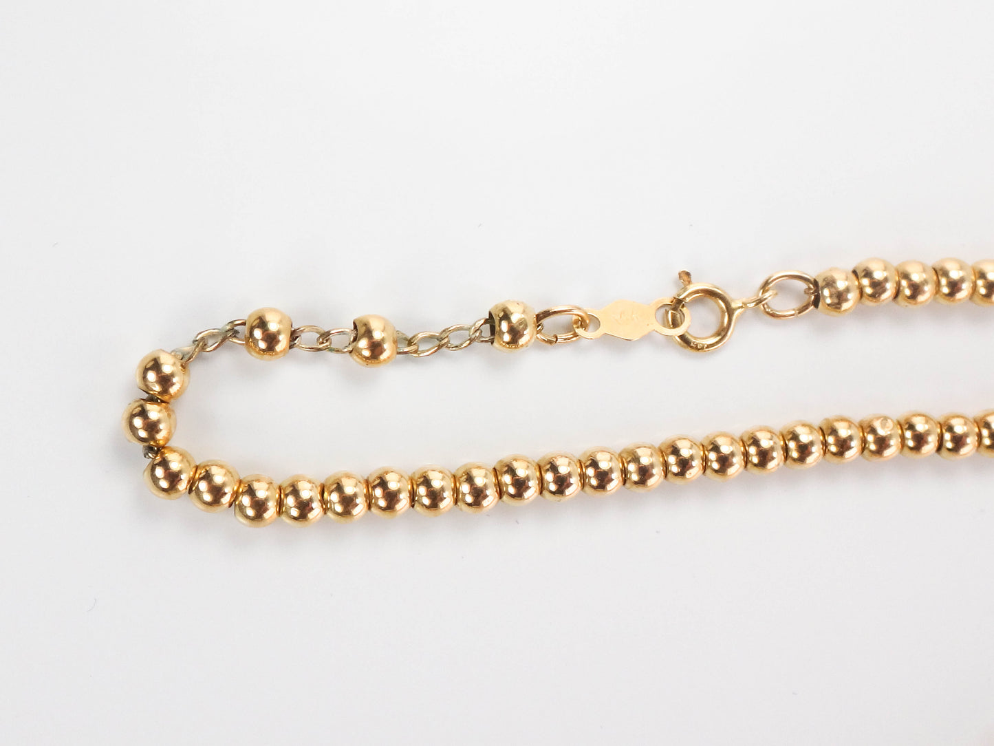Vintage 14k Yellow Gold Bead Necklace 3MM 16"