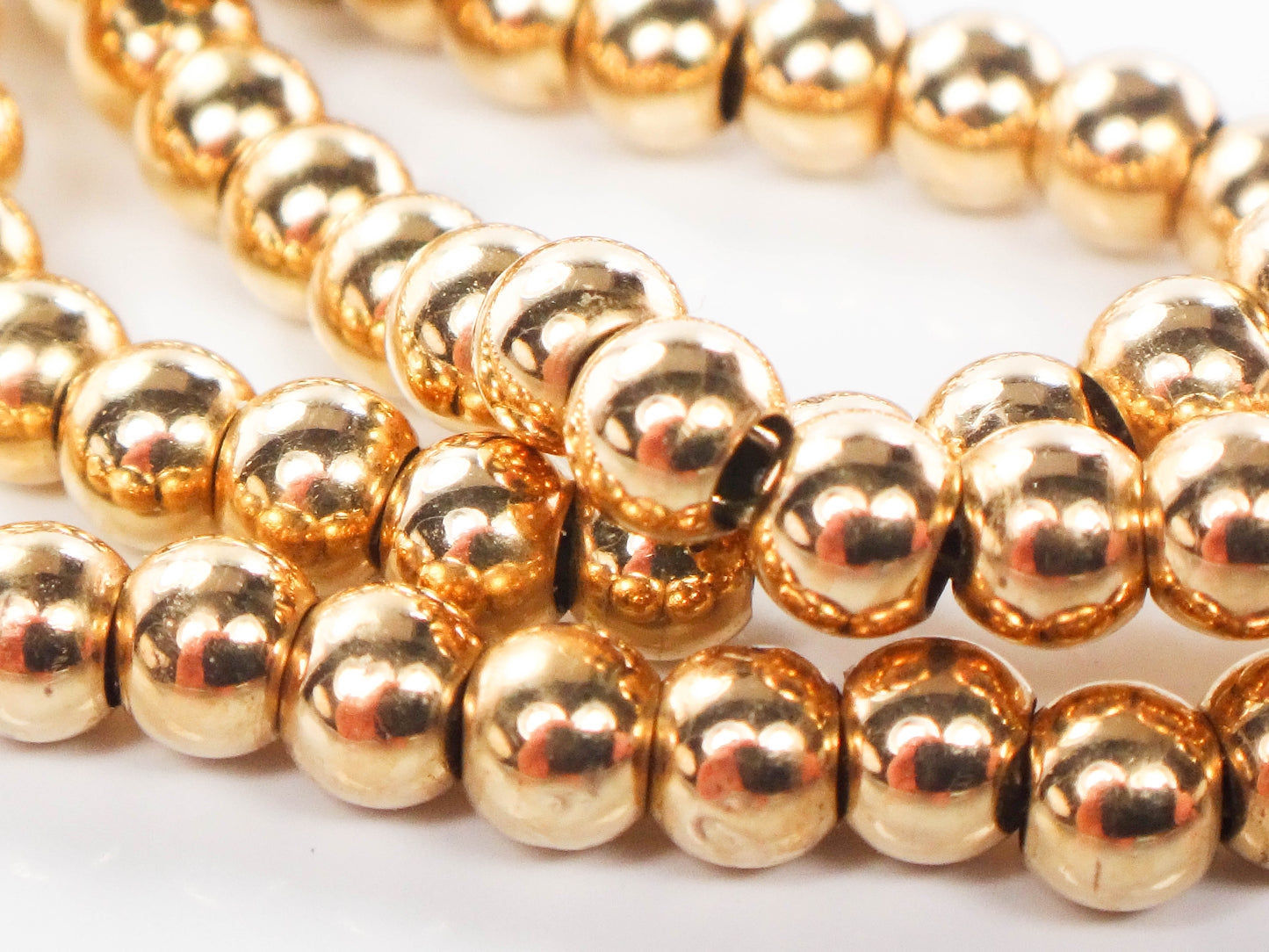 Vintage 14k Yellow Gold Bead Necklace 3MM 16"