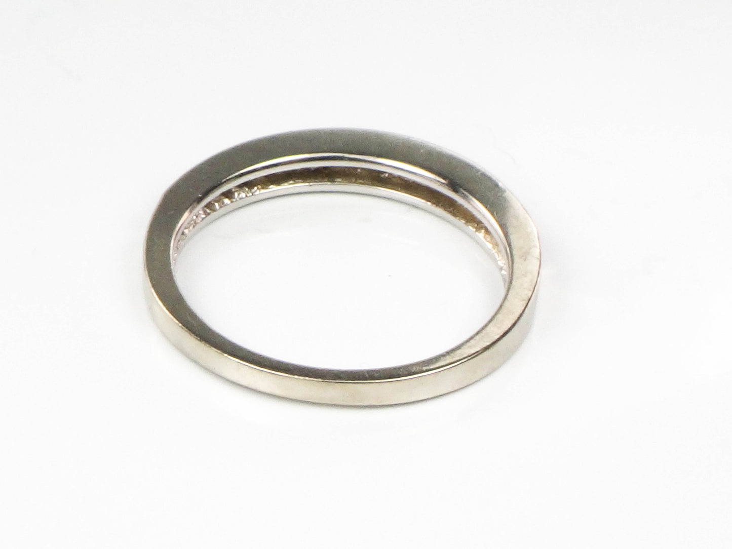 Vintage 14k White Gold Thin Diamond Wedding Band, Stacking Ring, Size 5.25