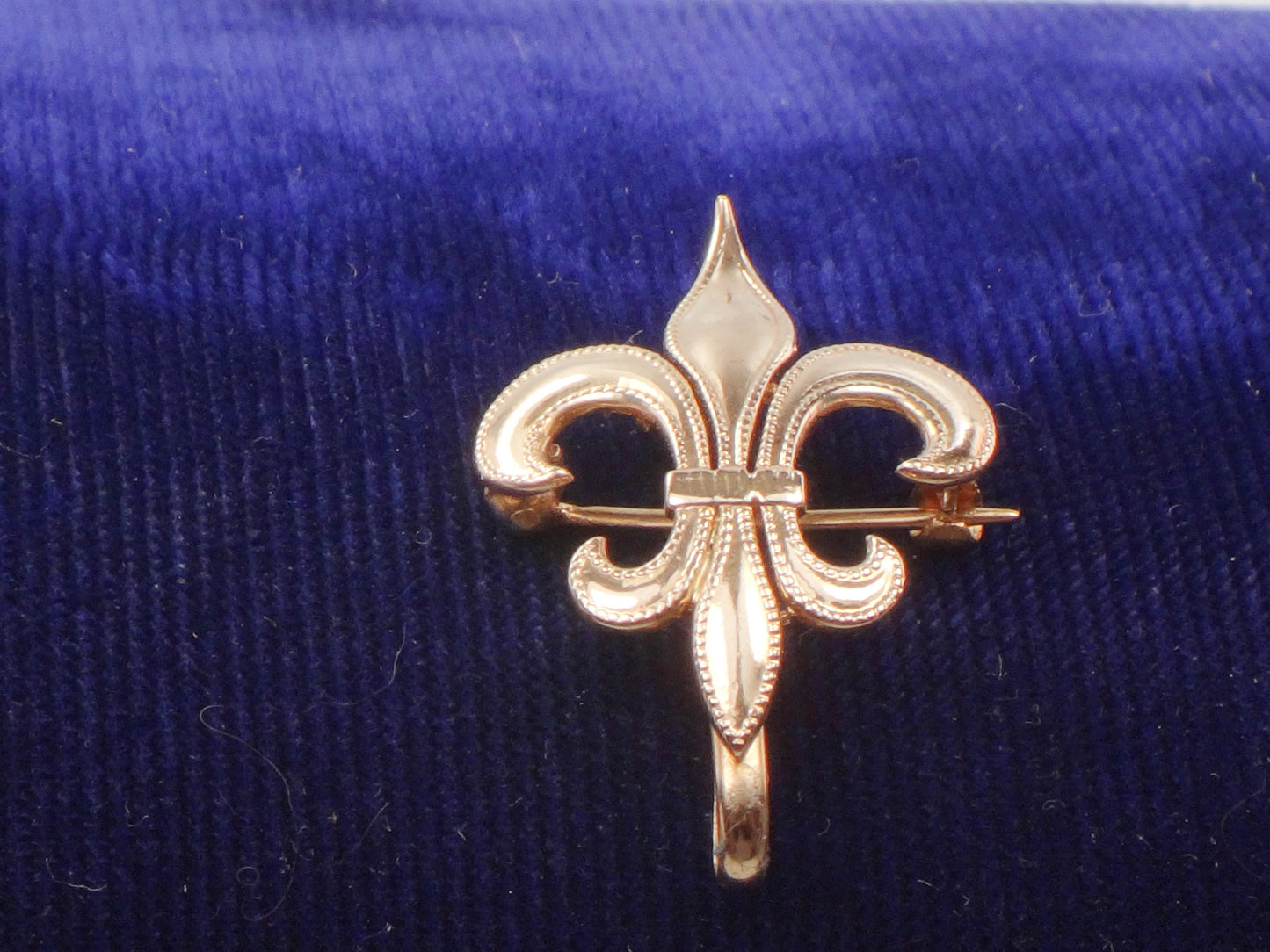 Victorian 14k Yellow Gold Fleur de Lis Brooch, Watch Pin or Charm Holder