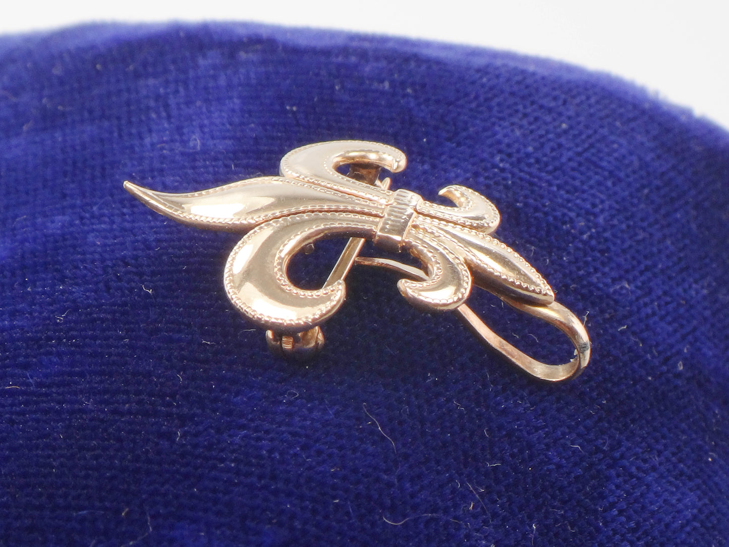 Victorian 14k Yellow Gold Fleur de Lis Brooch, Watch Pin or Charm Holder