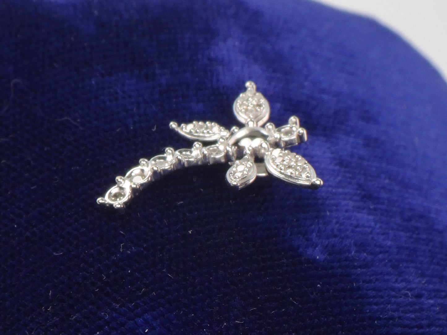 Pre-Owned 10k White Gold Diamond Dragonfly Pendant, Good Luck Pendant