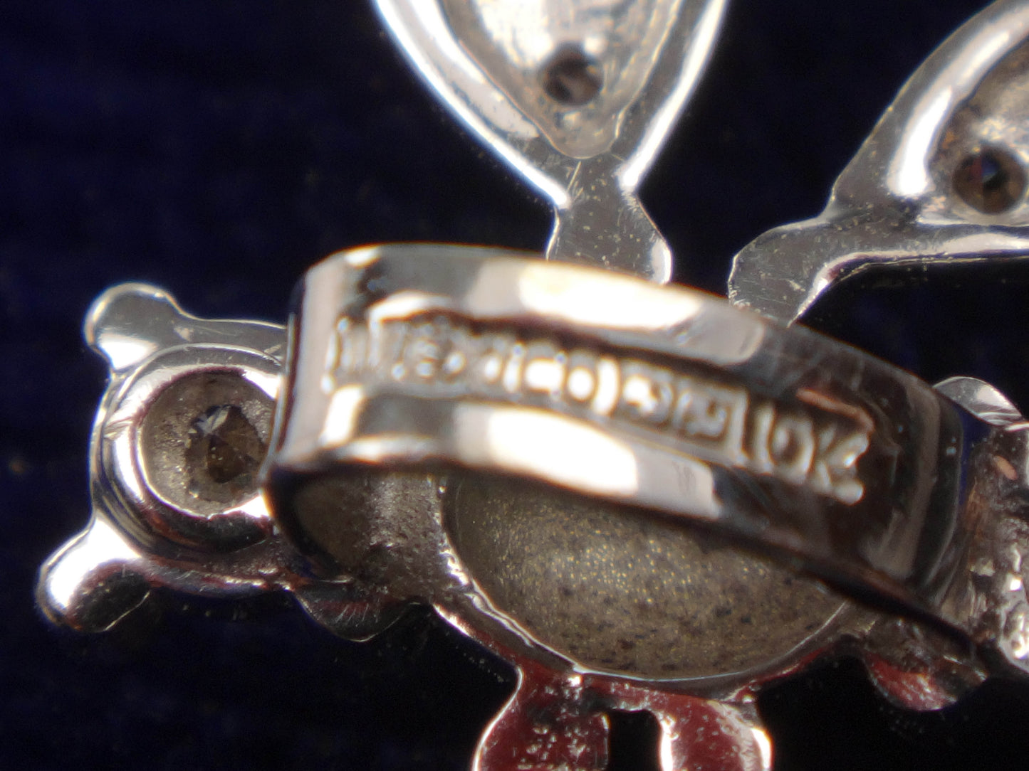 Pre-Owned 10k White Gold Diamond Dragonfly Pendant, Good Luck Pendant