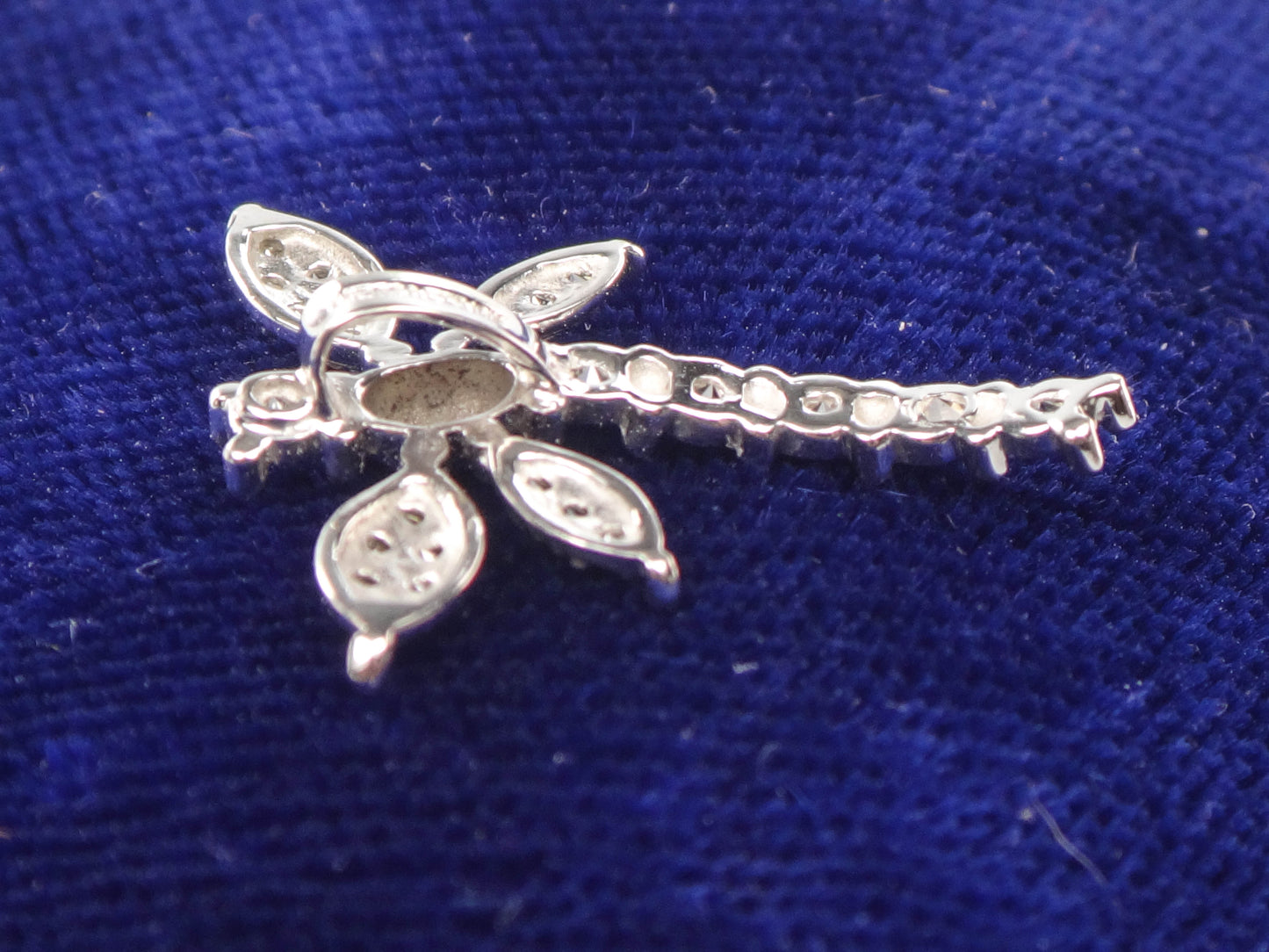 Pre-Owned 10k White Gold Diamond Dragonfly Pendant, Good Luck Pendant