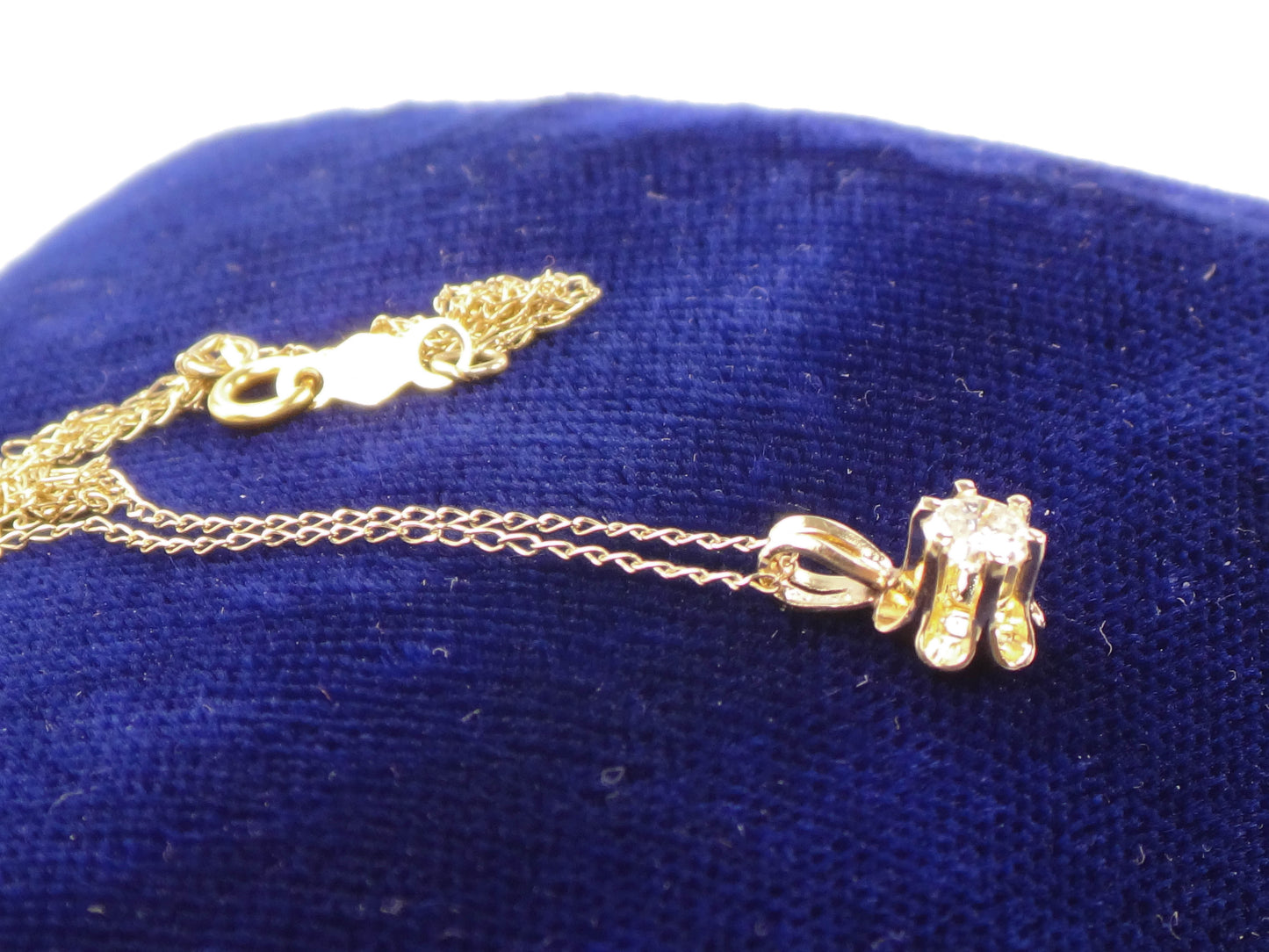 Vintage 14k Gold Round Natural Diamond Pendant Necklace, Minimalist Necklace 20"