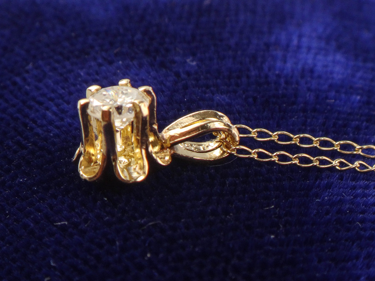 Vintage 14k Gold Round Natural Diamond Pendant Necklace, Minimalist Necklace 20"