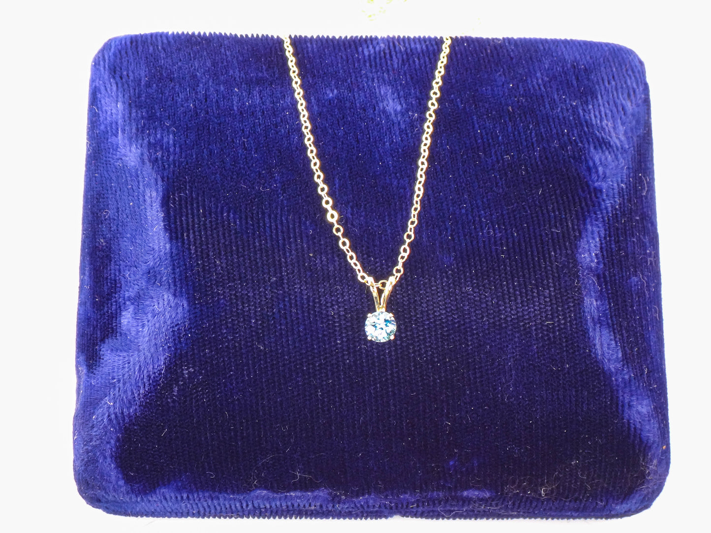 14k Yellow Gold Blue Topaz Pendant Necklace, December Birthstone Drop 16"