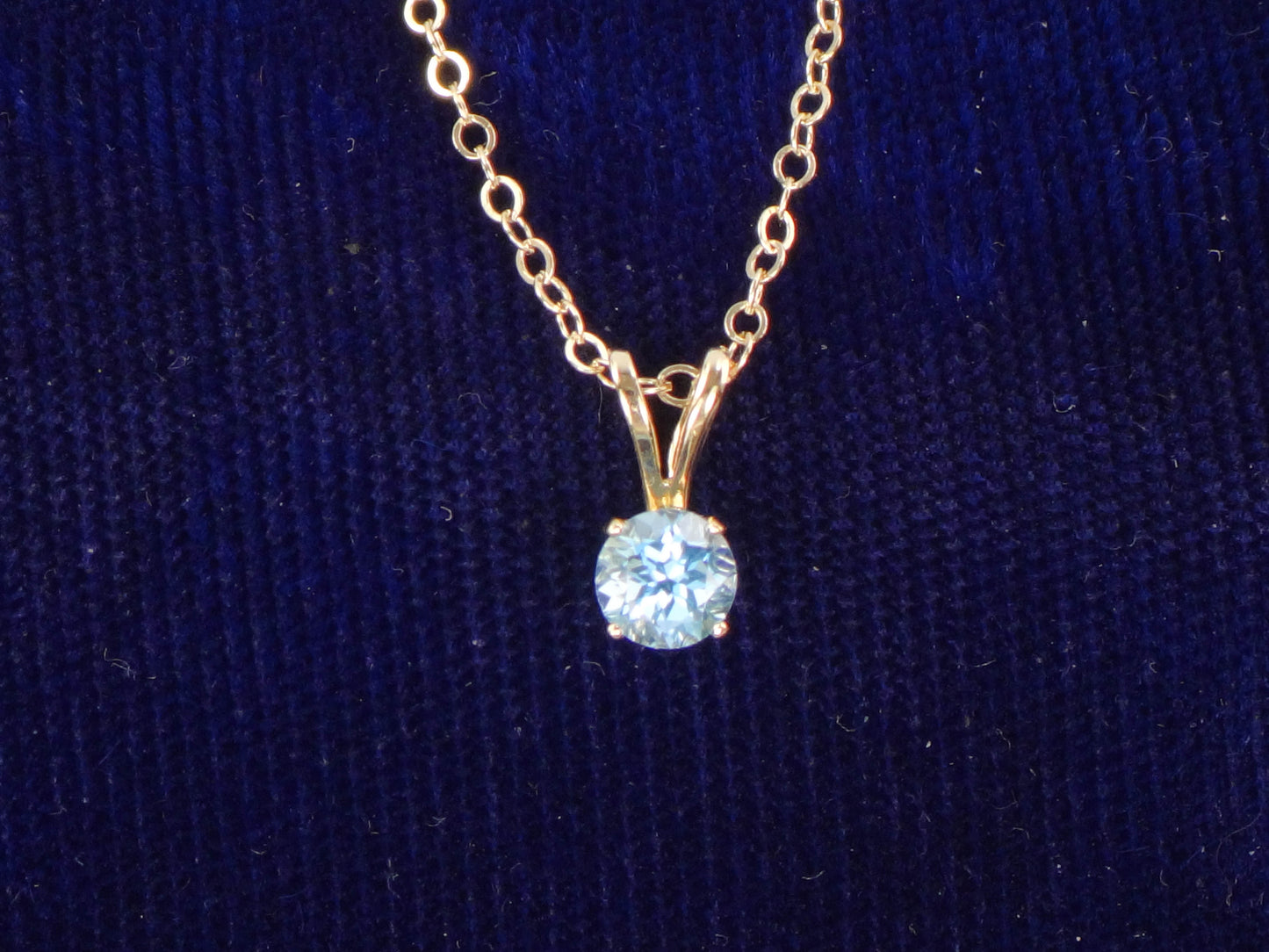 14k Yellow Gold Blue Topaz Pendant Necklace, December Birthstone Drop 16"