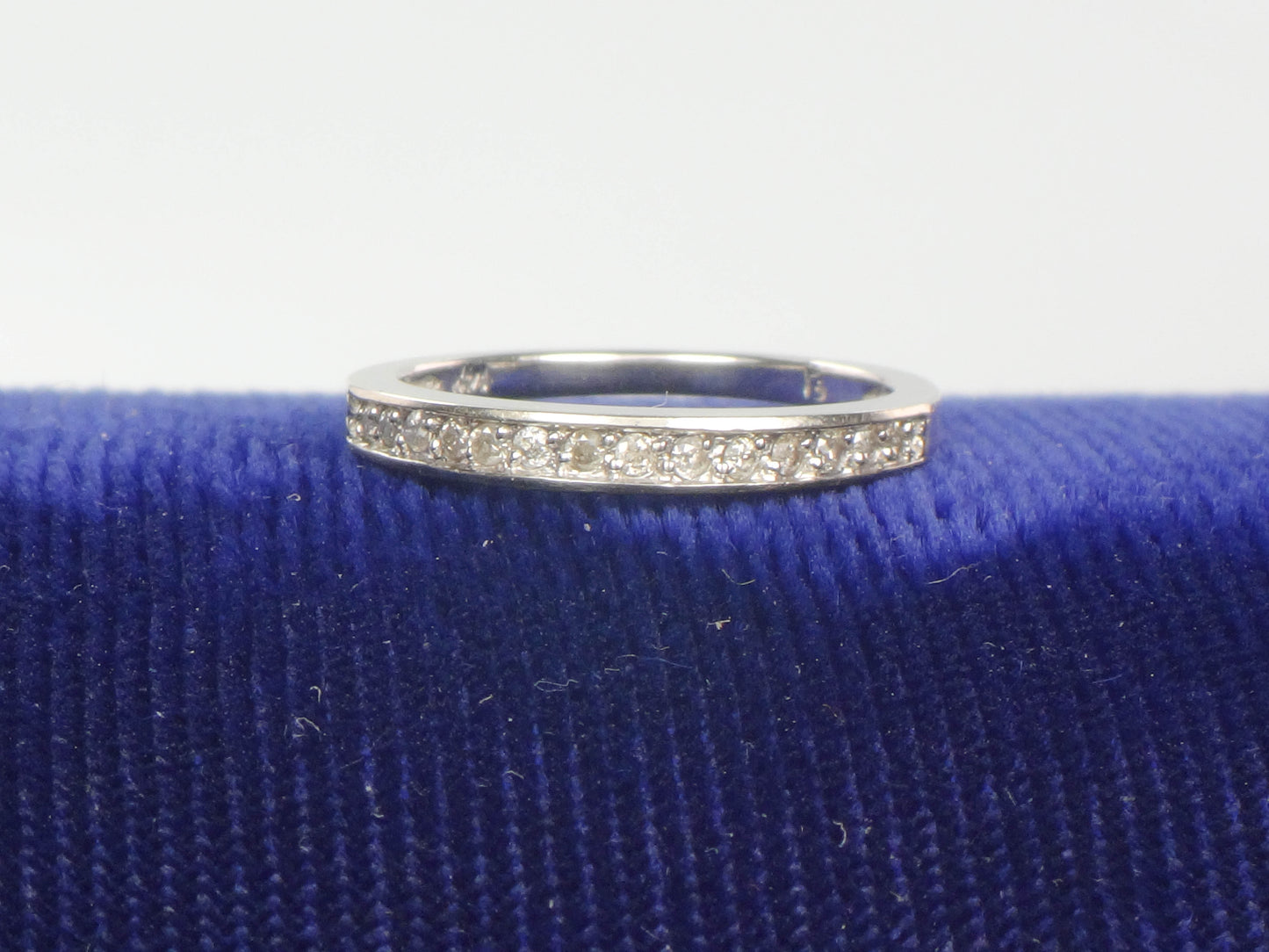 Vintage 14k White Gold Thin Diamond Wedding Band, Stacking Ring, Size 5.25