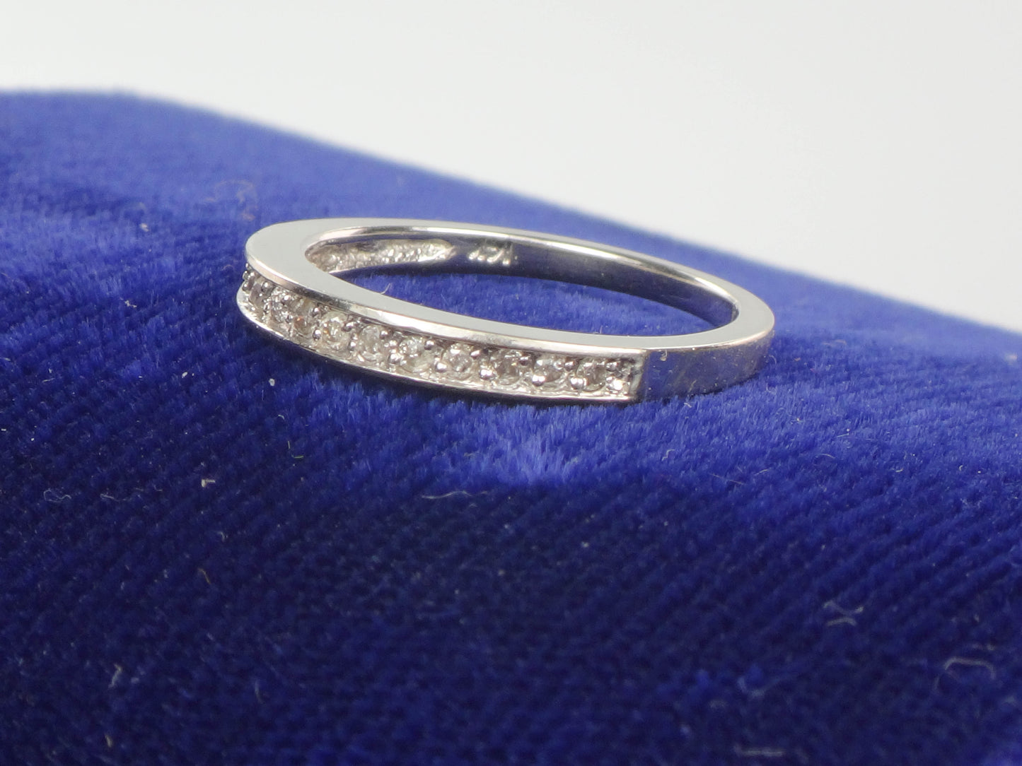 Vintage 14k White Gold Thin Diamond Wedding Band, Stacking Ring, Size 5.25