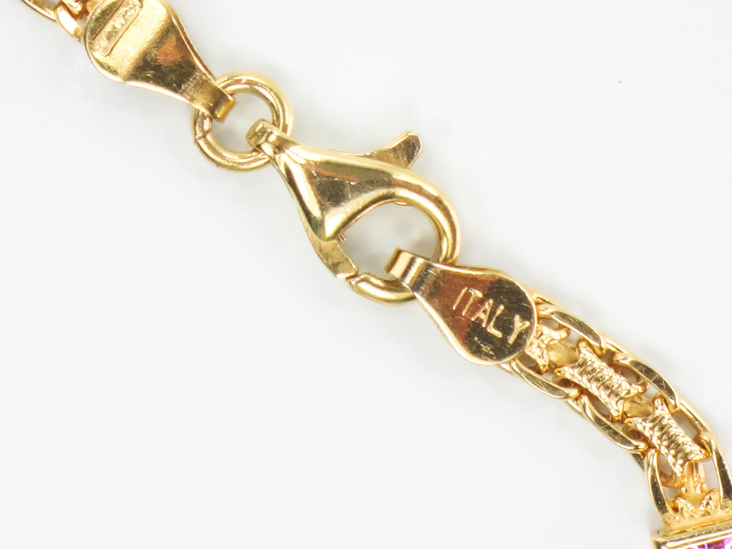 Estate 14k Yellow Gold Multi-Colored Gemstone Bismark Bracelet 8"