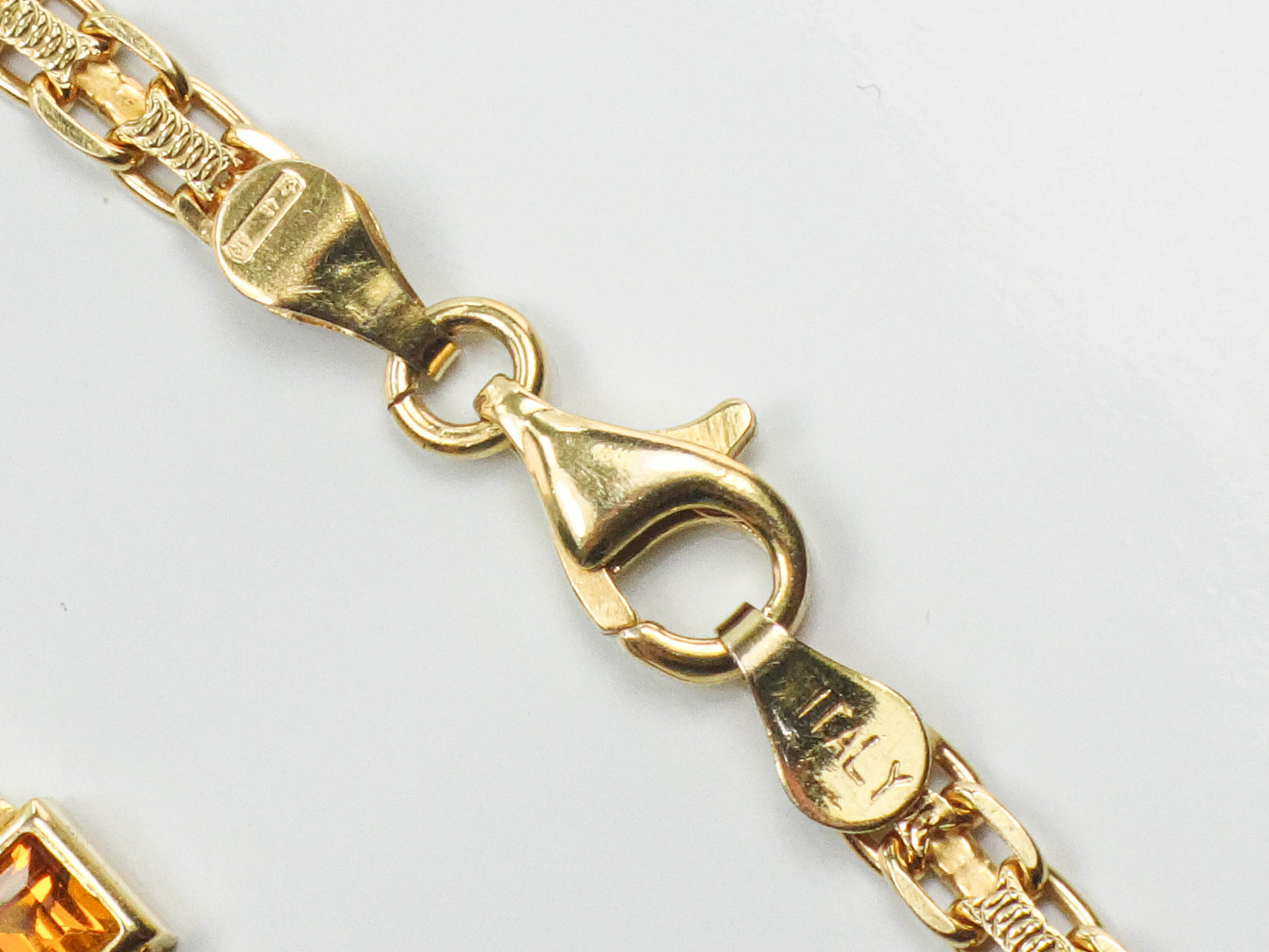 Estate 14k Yellow Gold Multi-Colored Gemstone Bismark Bracelet 8"