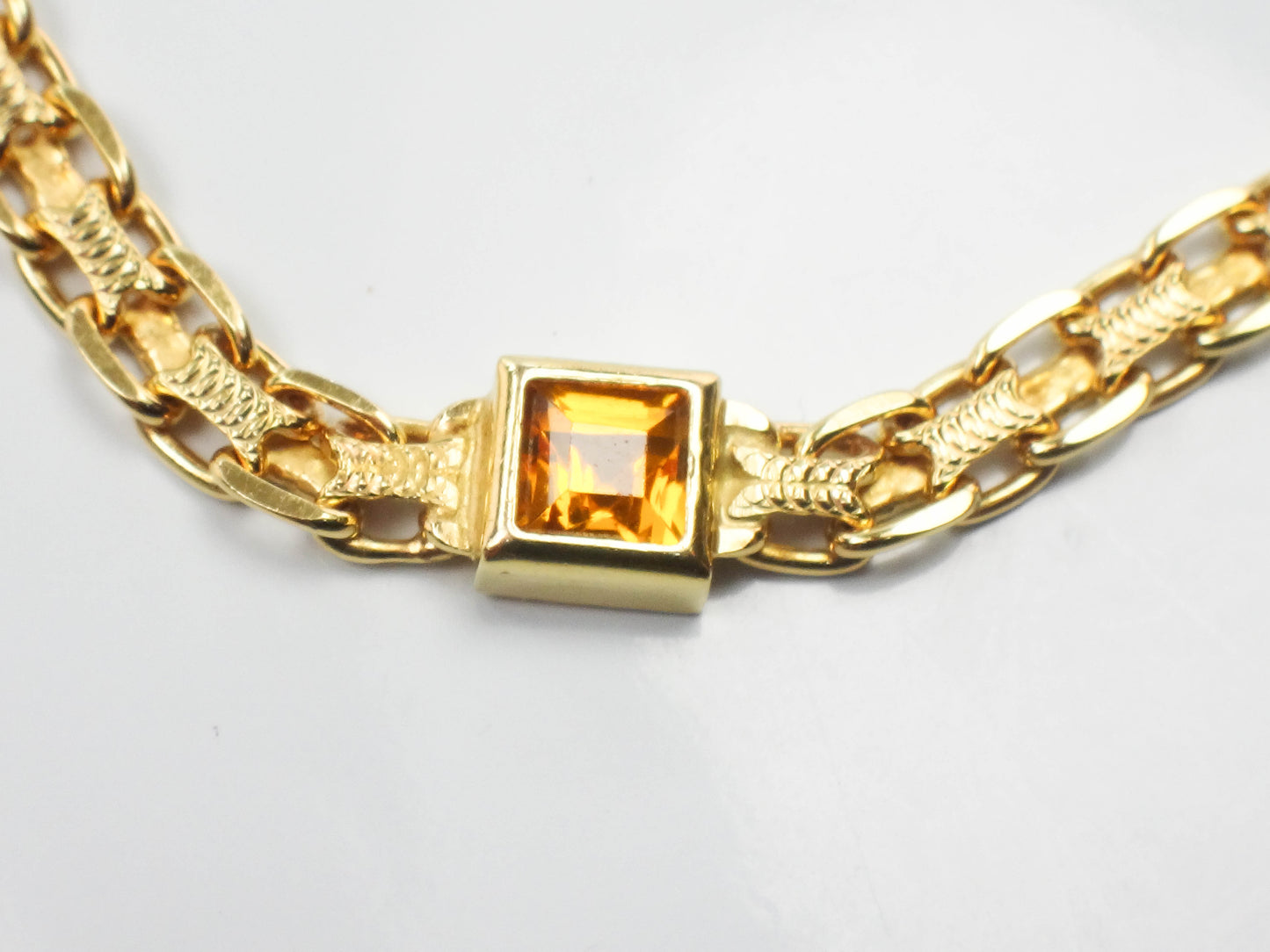 Estate 14k Yellow Gold Multi-Colored Gemstone Bismark Bracelet 8"