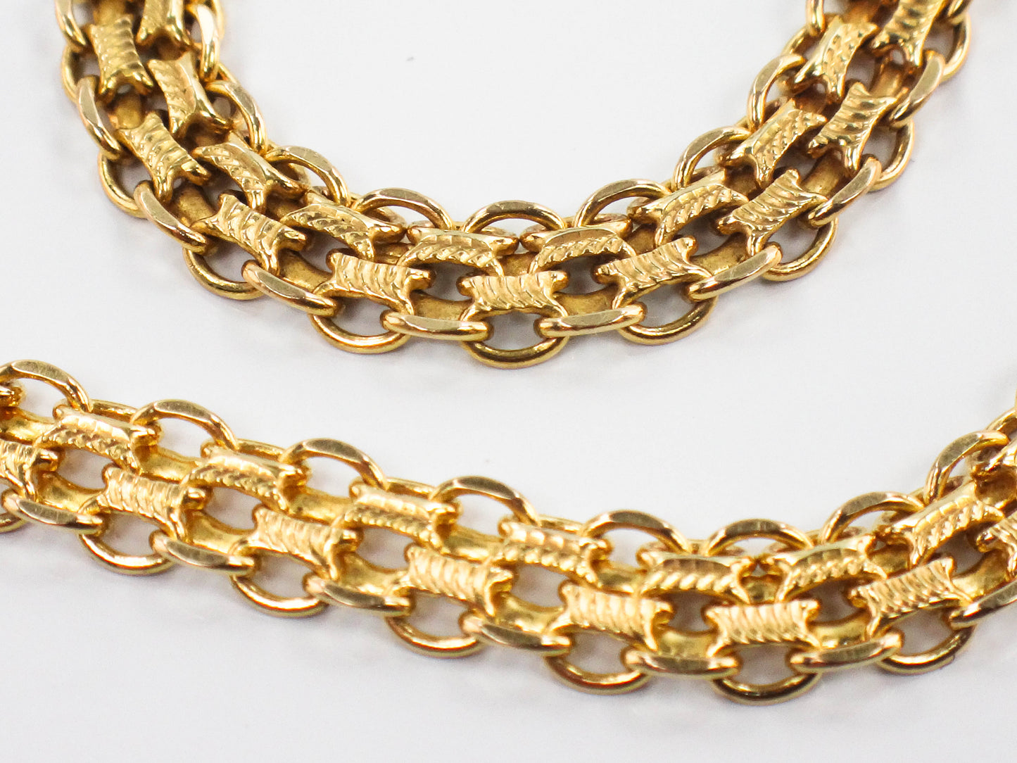 Vintage Solid 14k Yellow Gold Bismark Link Bracelet, 8"
