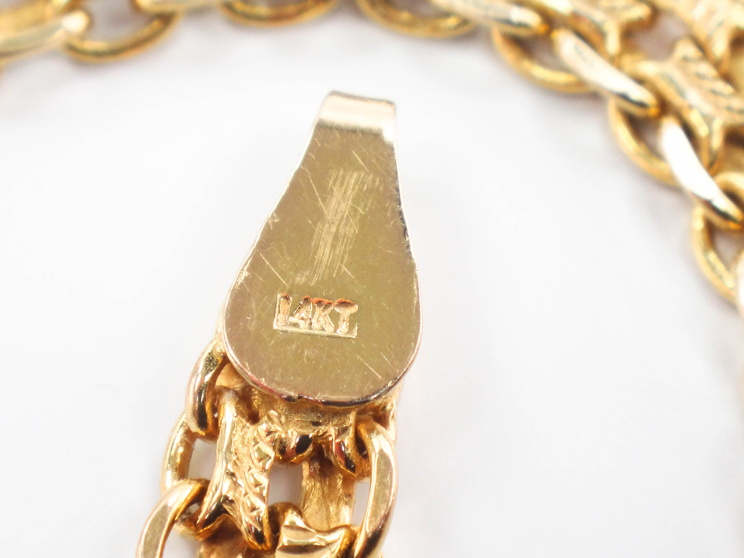 Vintage Solid 14k Yellow Gold Bismark Link Bracelet, 8"