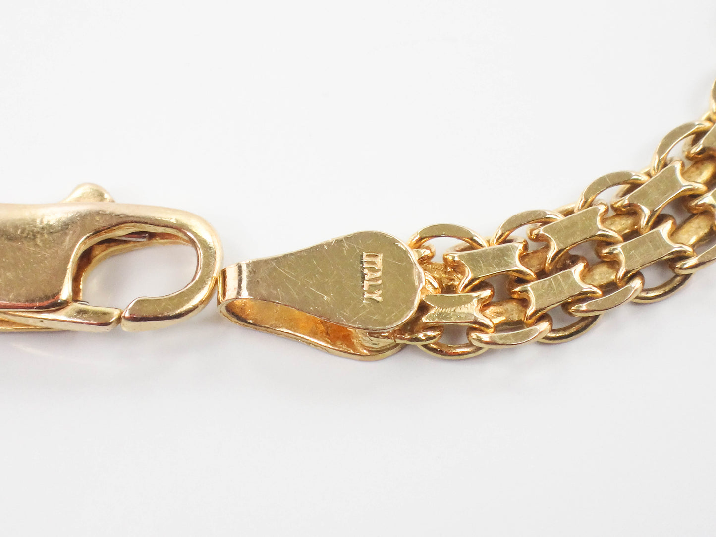 Vintage Solid 14k Yellow Gold Bismark Link Bracelet, 8"