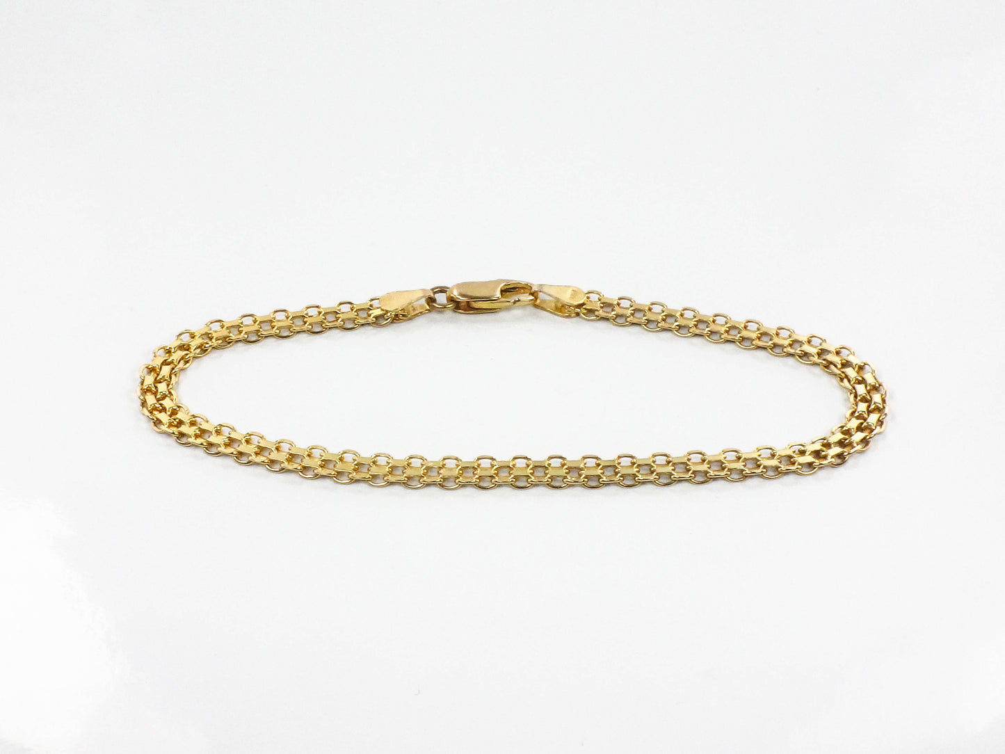 Vintage Solid 14k Yellow Gold Bismark Link Bracelet, 8"