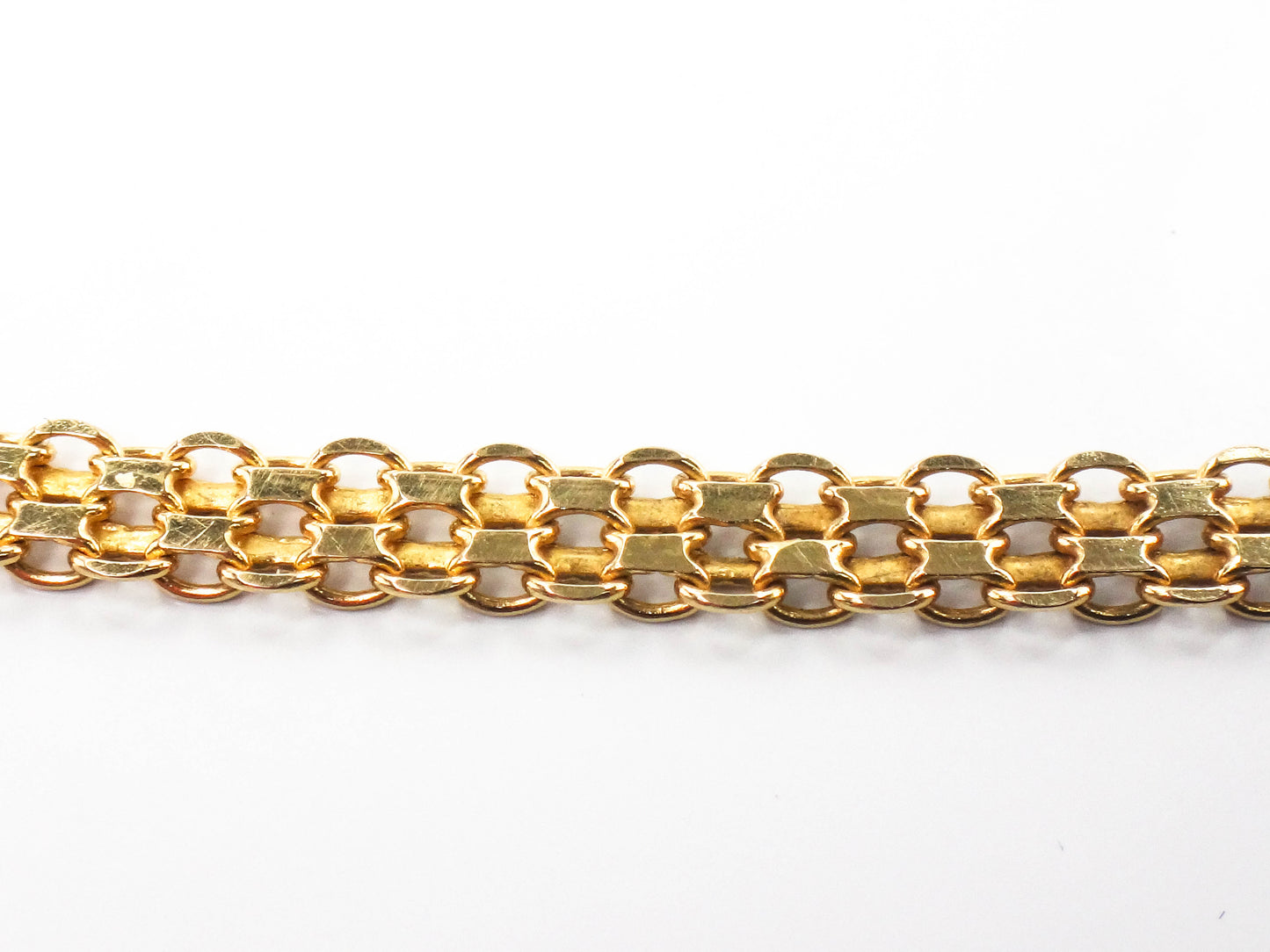 Vintage Solid 14k Yellow Gold Bismark Link Bracelet, 8"