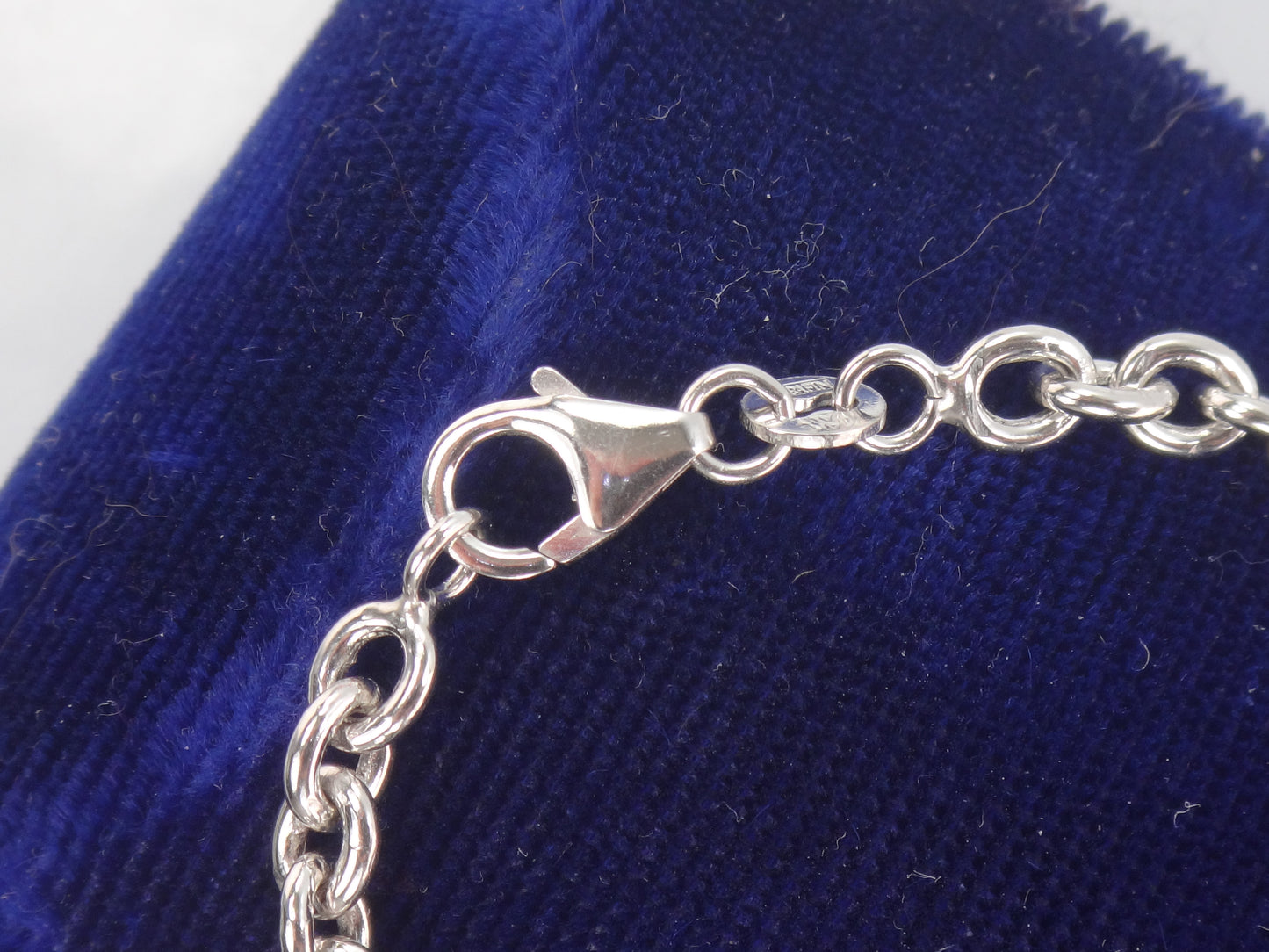 Vintage 14k White Gold Heart Charm Link Bracelet, 7"