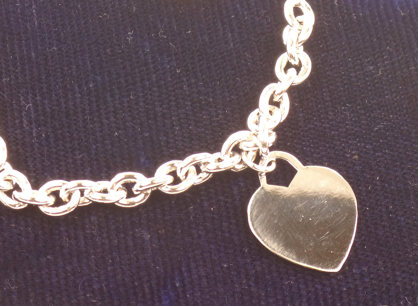 Vintage 14k White Gold Heart Charm Link Bracelet, 7"