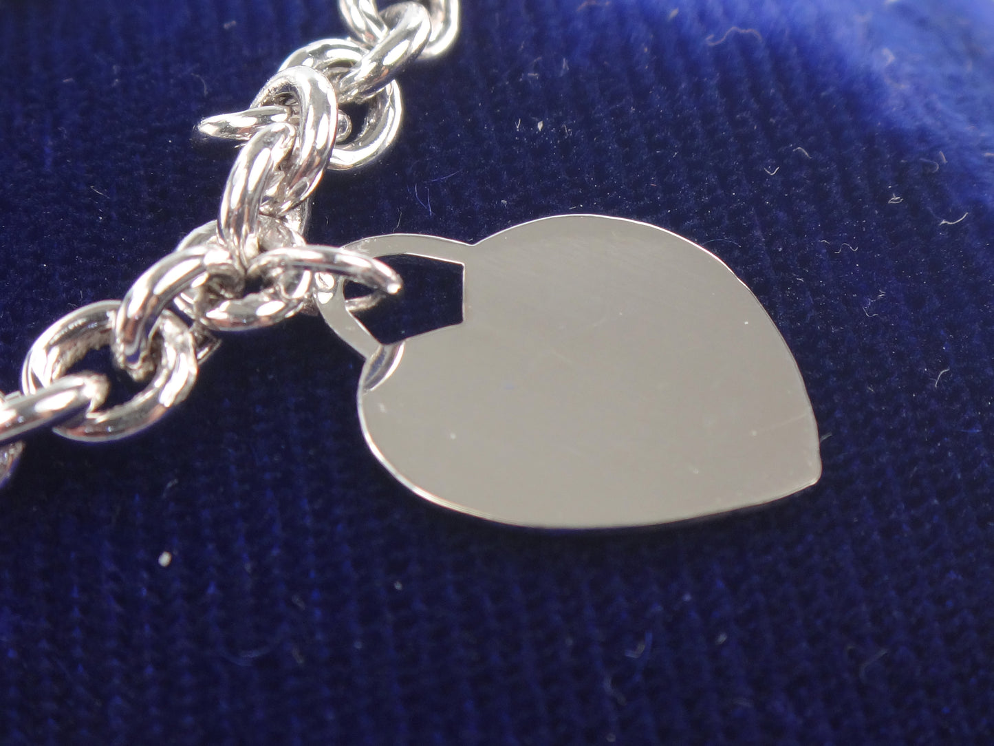 Vintage 14k White Gold Heart Charm Link Bracelet, 7"