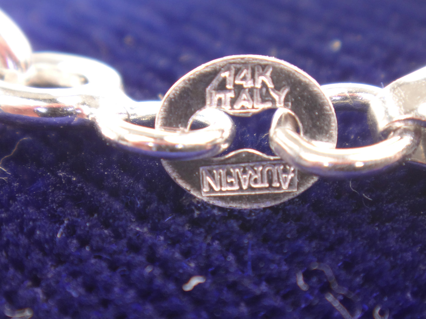Vintage 14k White Gold Heart Charm Link Bracelet, 7"