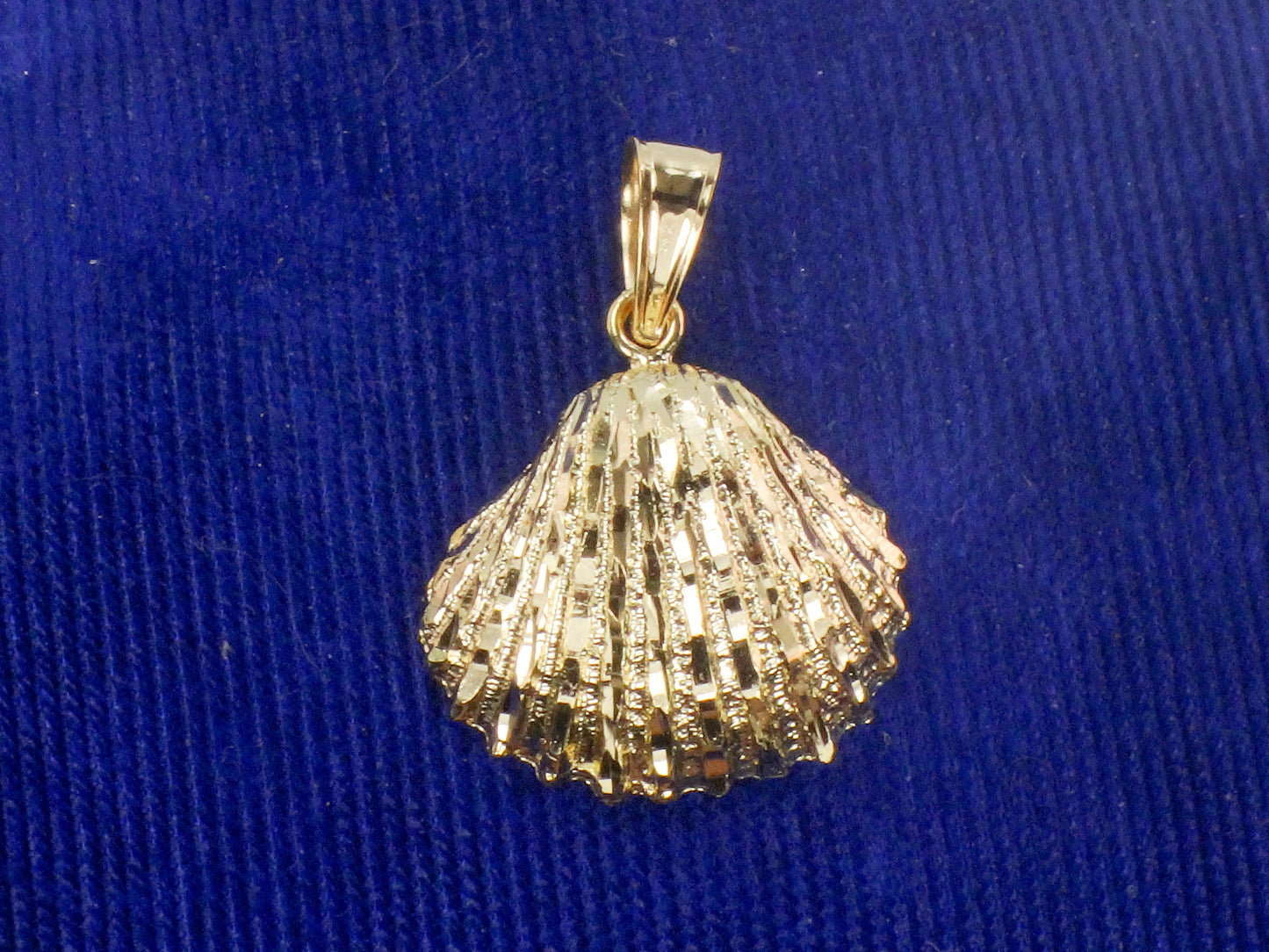 Solid 14k Yellow Gold Shell Pendant, Seashell Charm