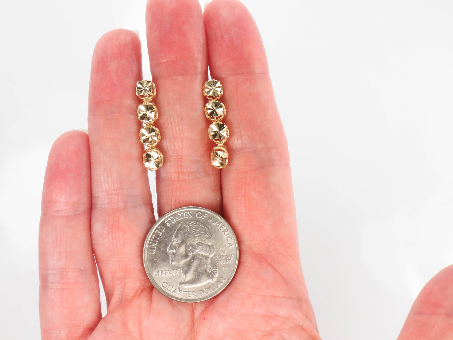 Vintage Solid 14k Yellow Gold Floral Dangle Earrings